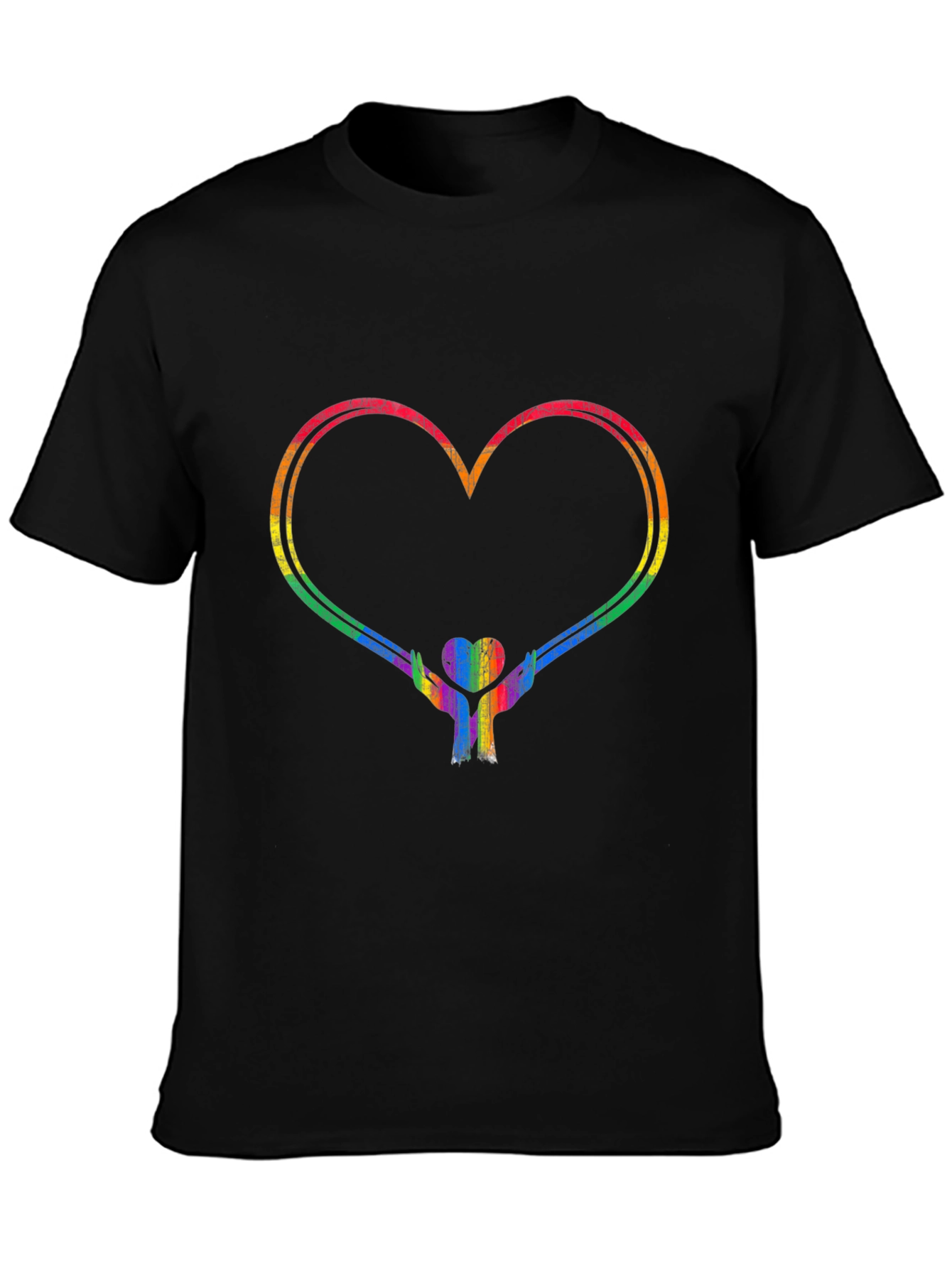 Rainbow Heart Hands Graphic Tee - Pride Support