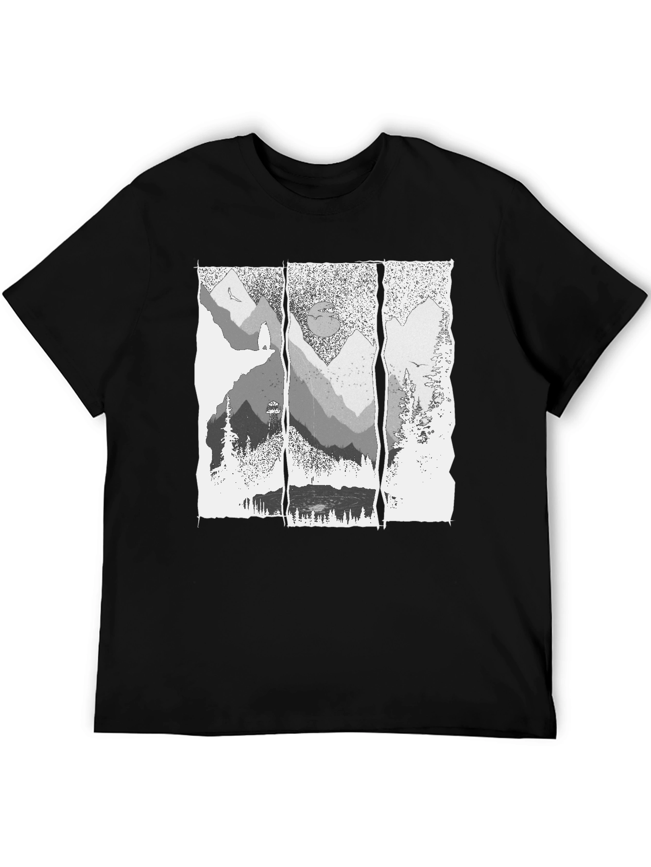 Mountainscape Graphic Tee - Black Cotton