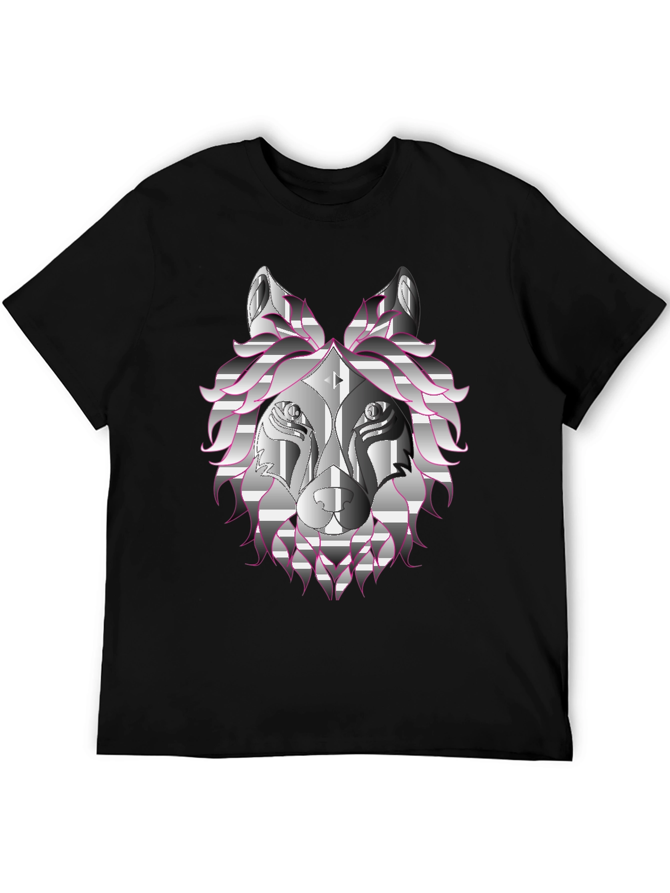 Geometric Wolf Head Graphic Print T-Shirt