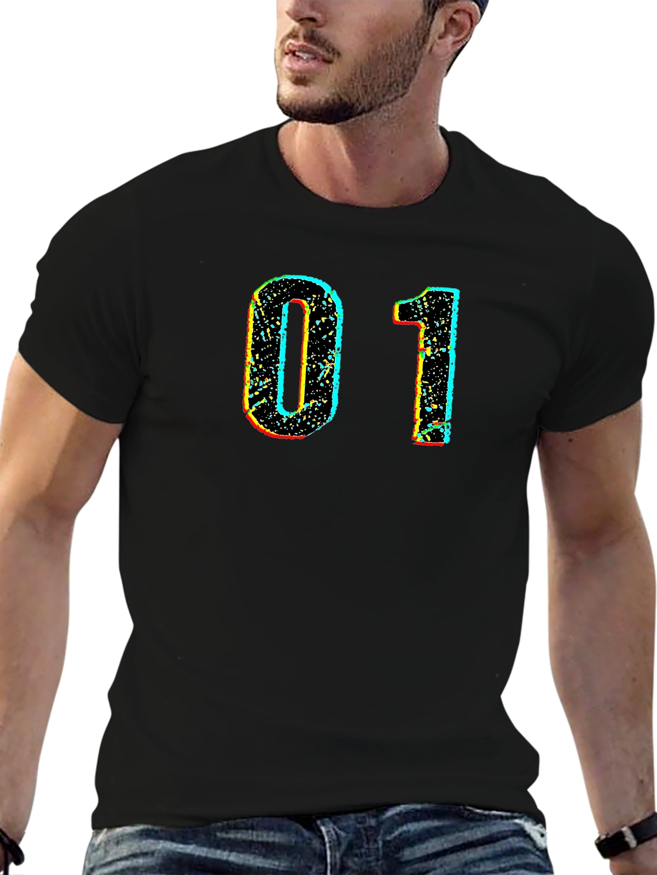 Retro Number 01 Graphic Black T-Shirt