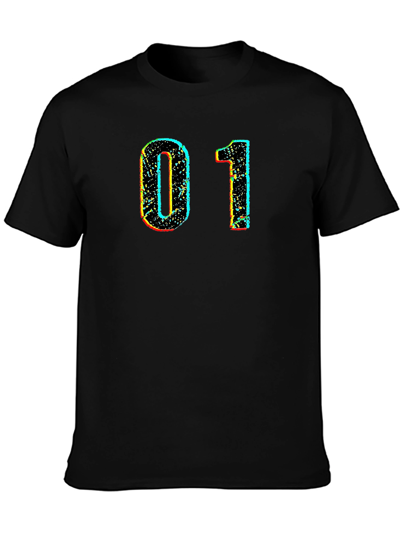 Retro Number 01 Graphic Black T-Shirt