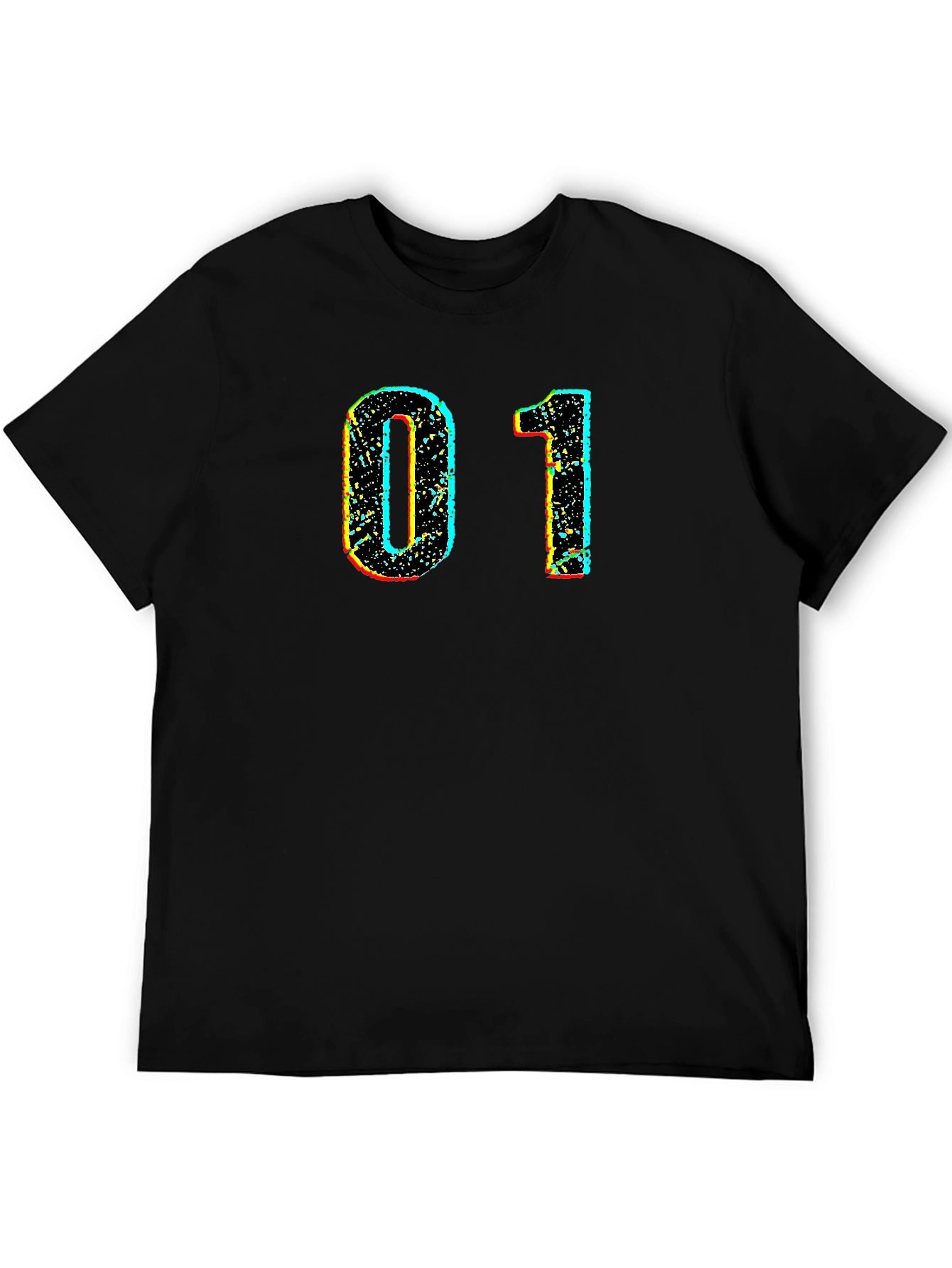 Retro Number 01 Graphic Black T-Shirt