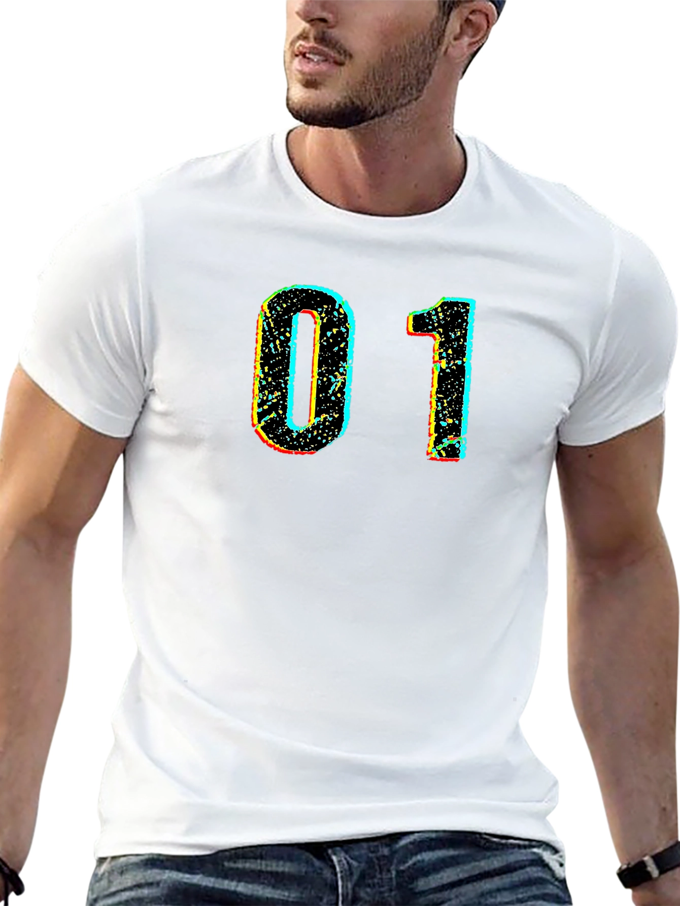 Retro Number 01 Graphic Black T-Shirt