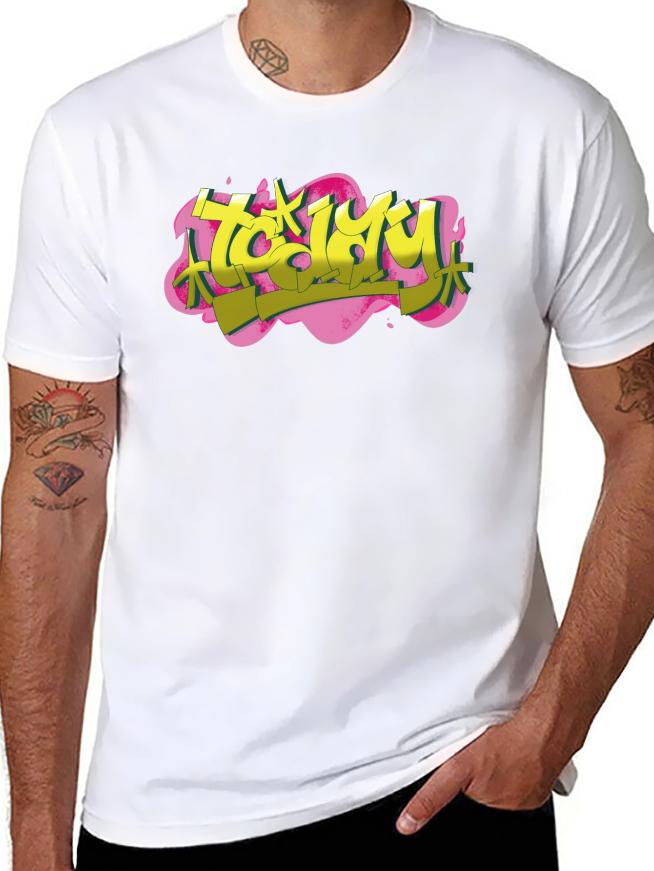 Trendy Graffiti Style Black T-Shirt
