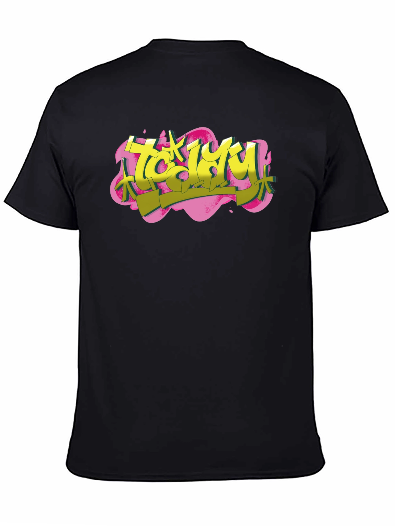 Trendy Graffiti Style Black T-Shirt