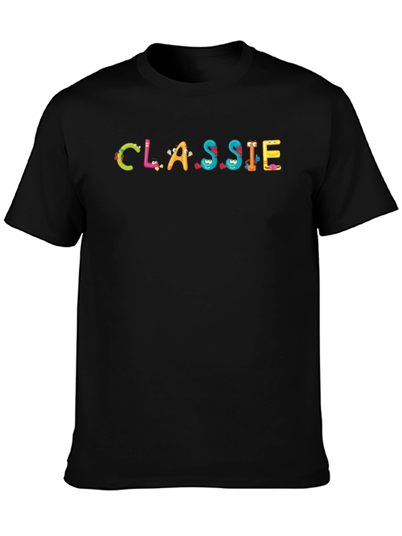 Fun CLASSIE Cartoon Graphic Black T-Shirt