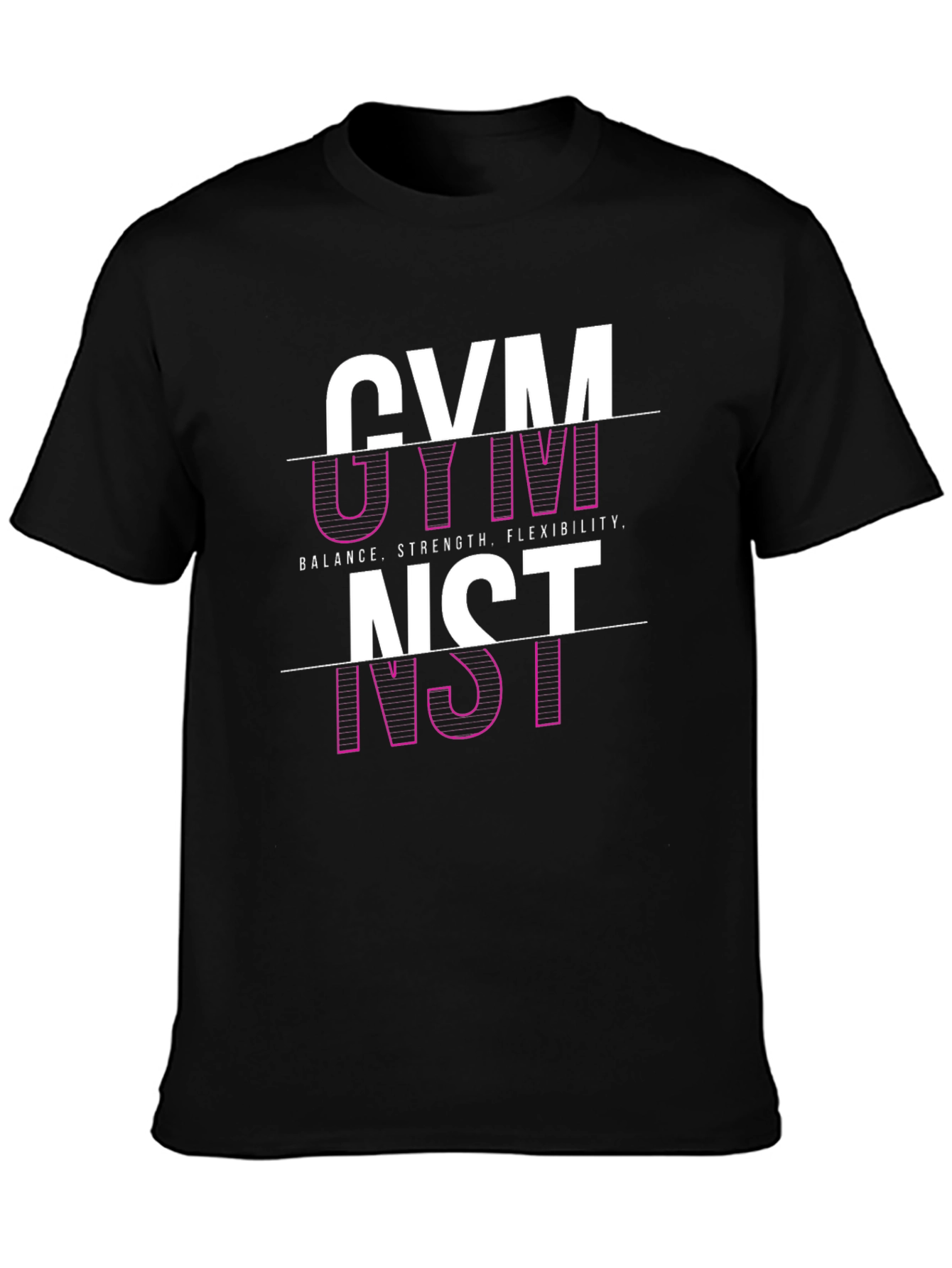 Gymnast Graphic Tee - Black Cotton Blend T-Shirt