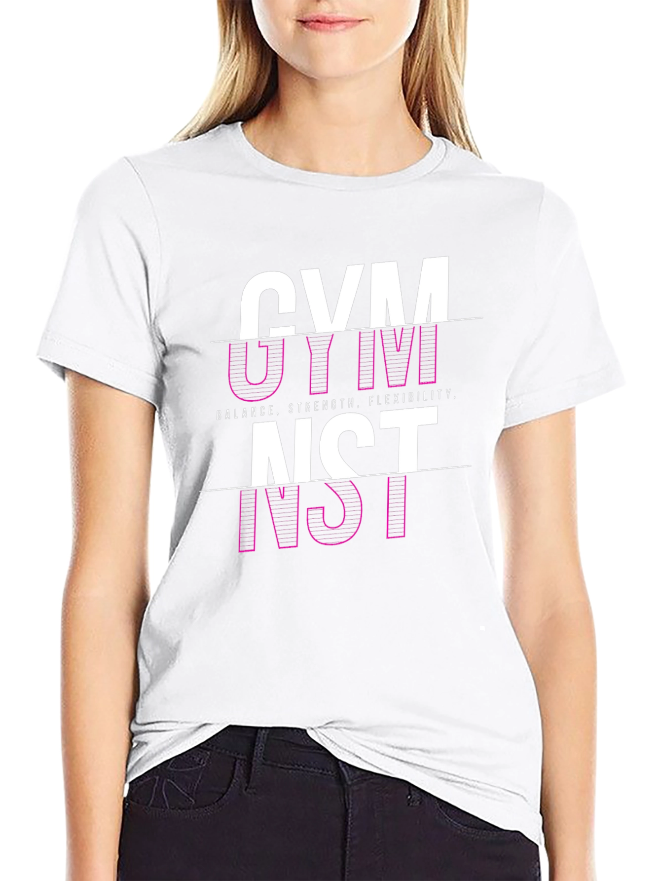 Gymnast Graphic Tee - Black Cotton Blend T-Shirt