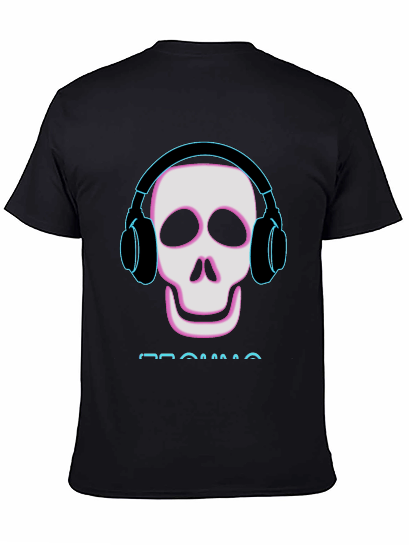 Skull with Headphones Black T-Shirt