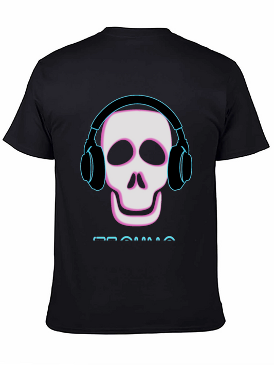 Skull with Headphones Black T-Shirt
