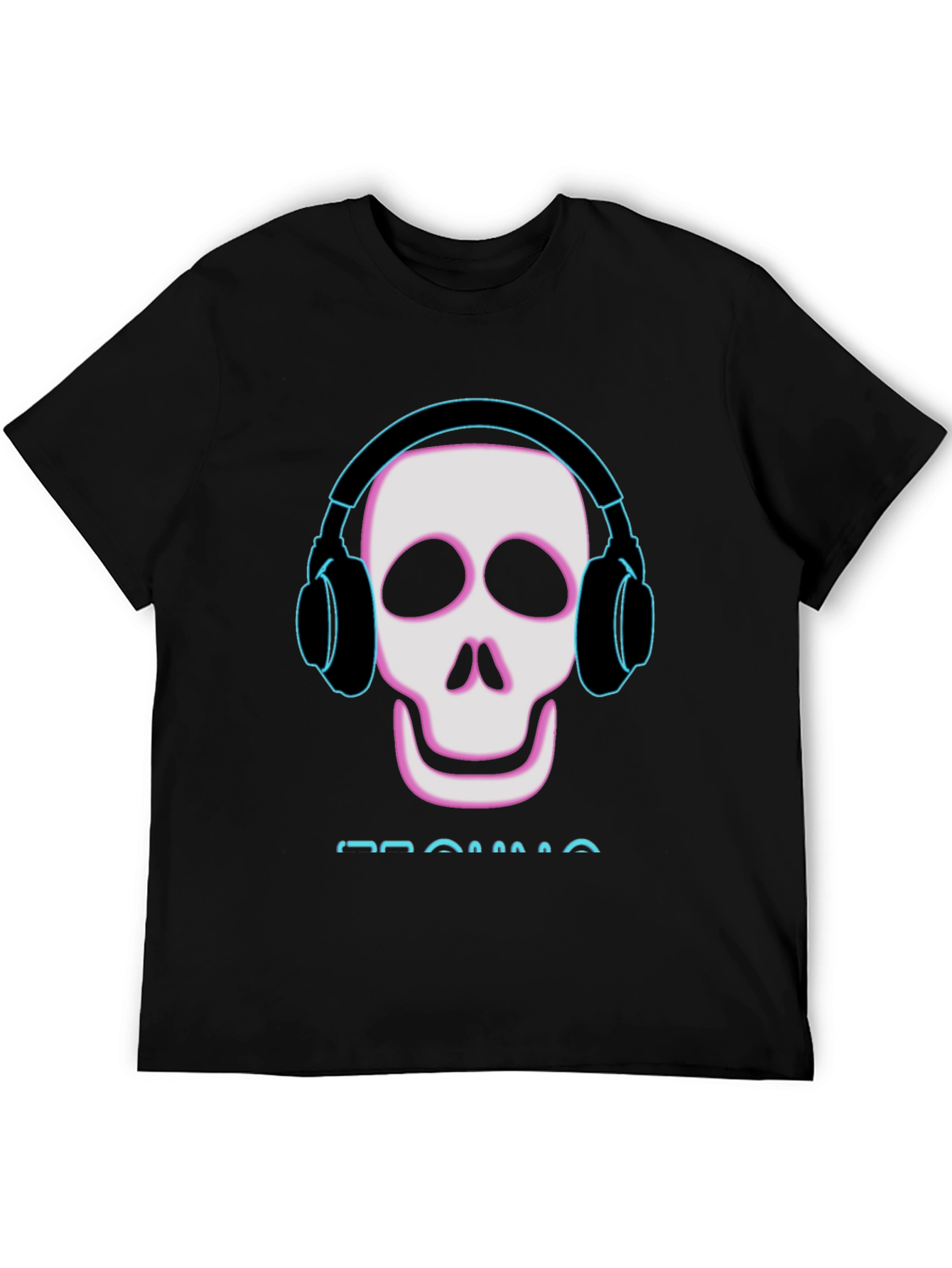 Skull with Headphones Black T-Shirt