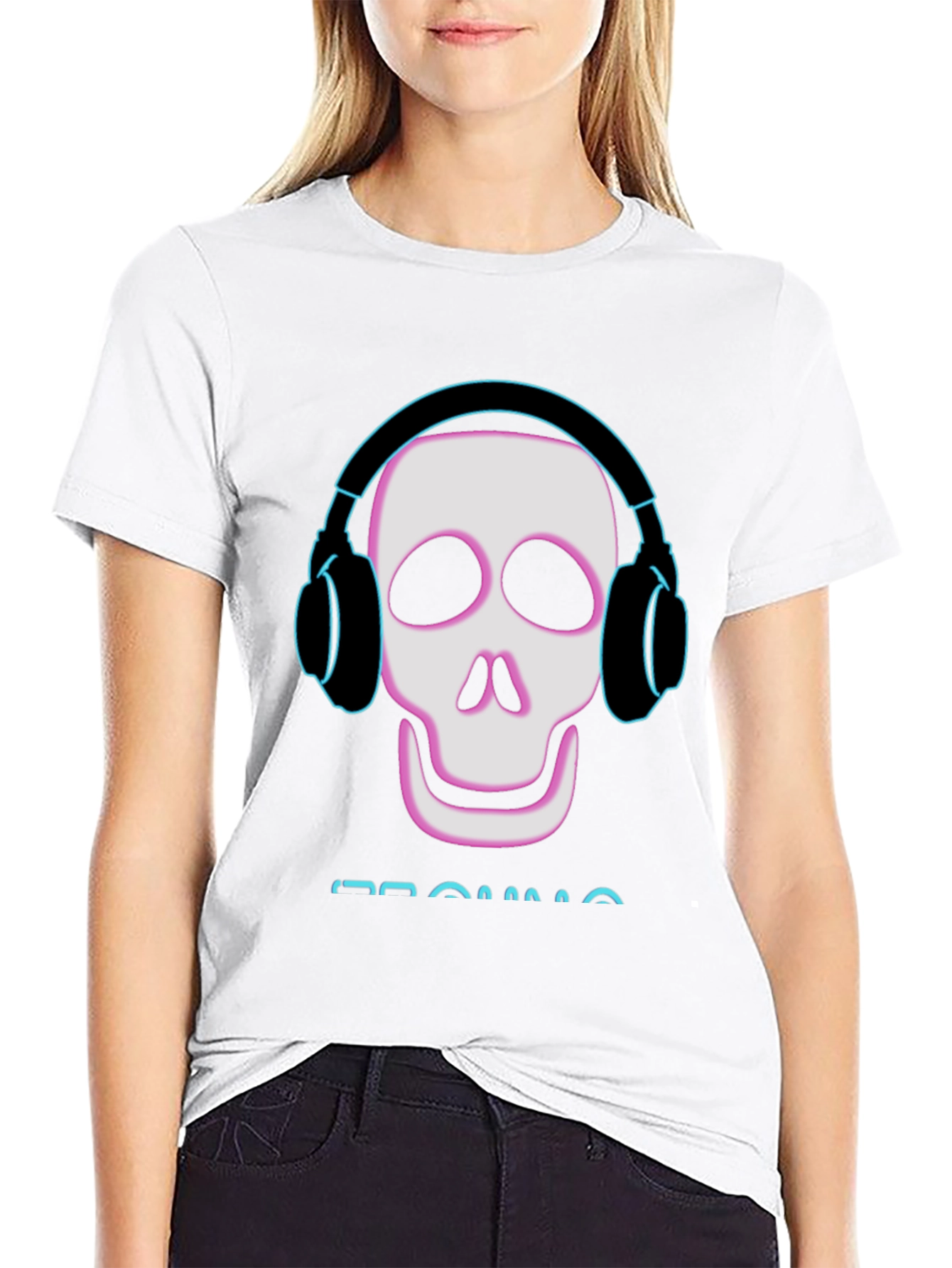 Skull with Headphones Black T-Shirt
