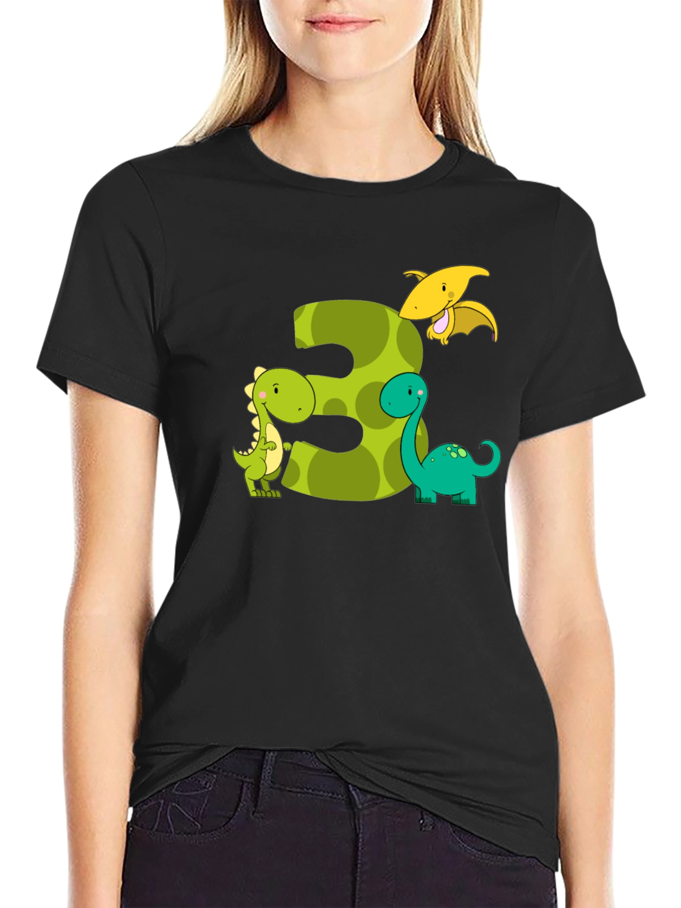 Dinosaur 3rd Birthday Black T-Shirt