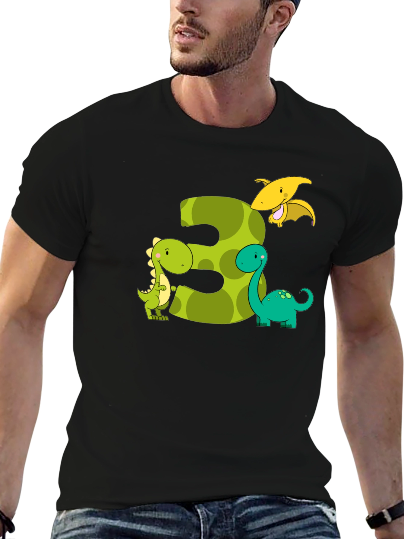 Dinosaur 3rd Birthday Black T-Shirt