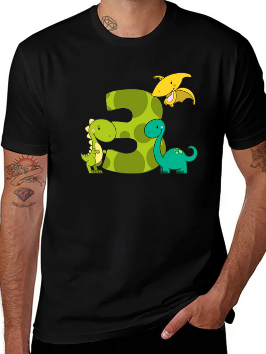Dinosaur 3rd Birthday Black T-Shirt