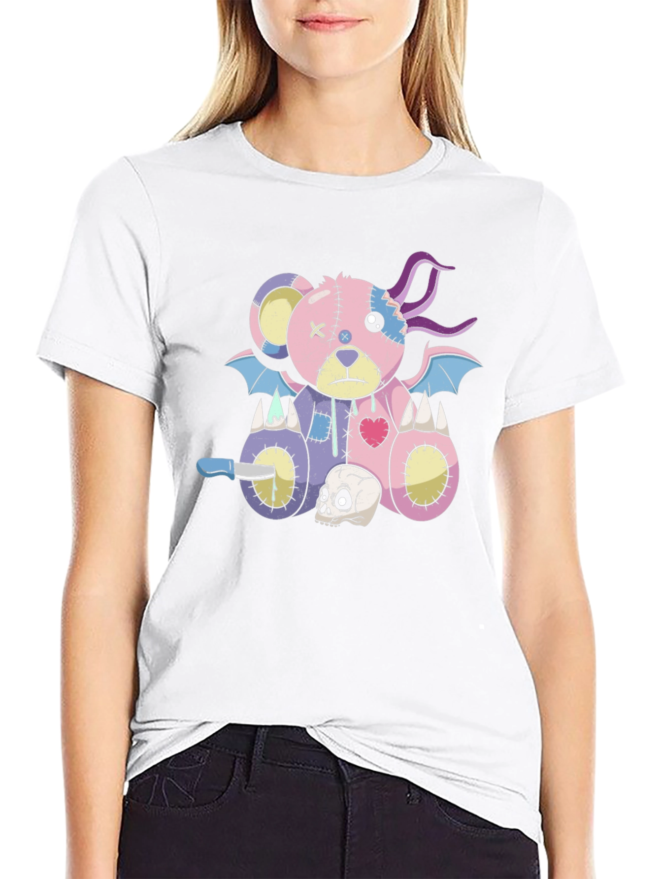 Gothic Teddy Bear T-Shirt - Creepy Cute Style