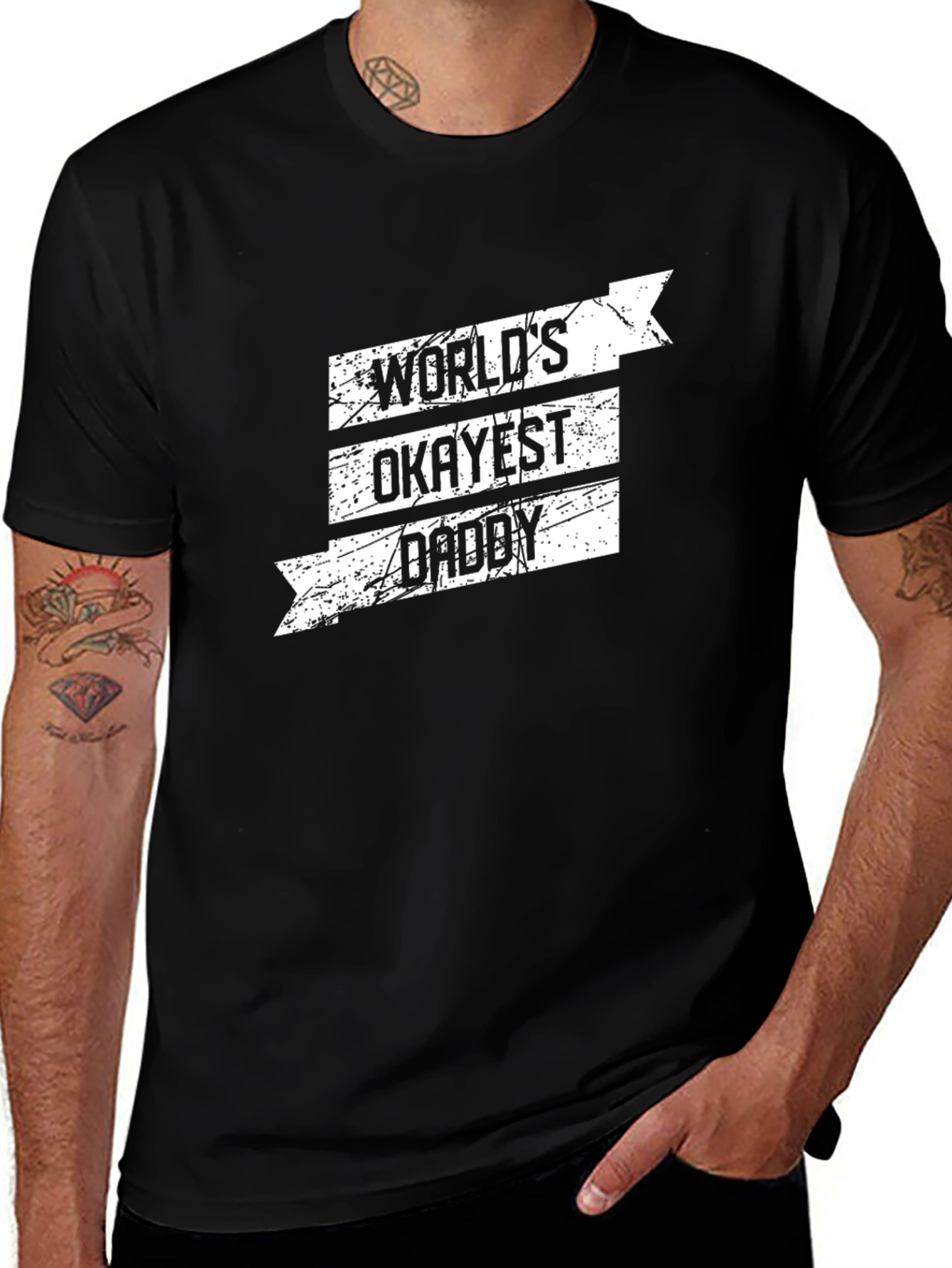 Worlds Okayest Daddy Graphic Tee - Black