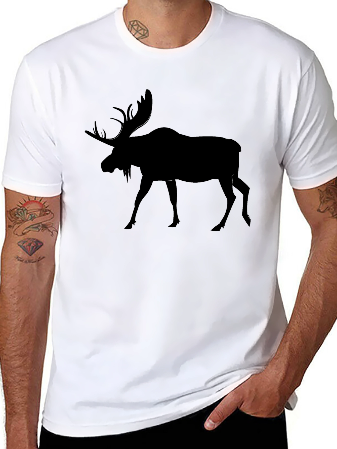 Moose Silhouette Black T-Shirt