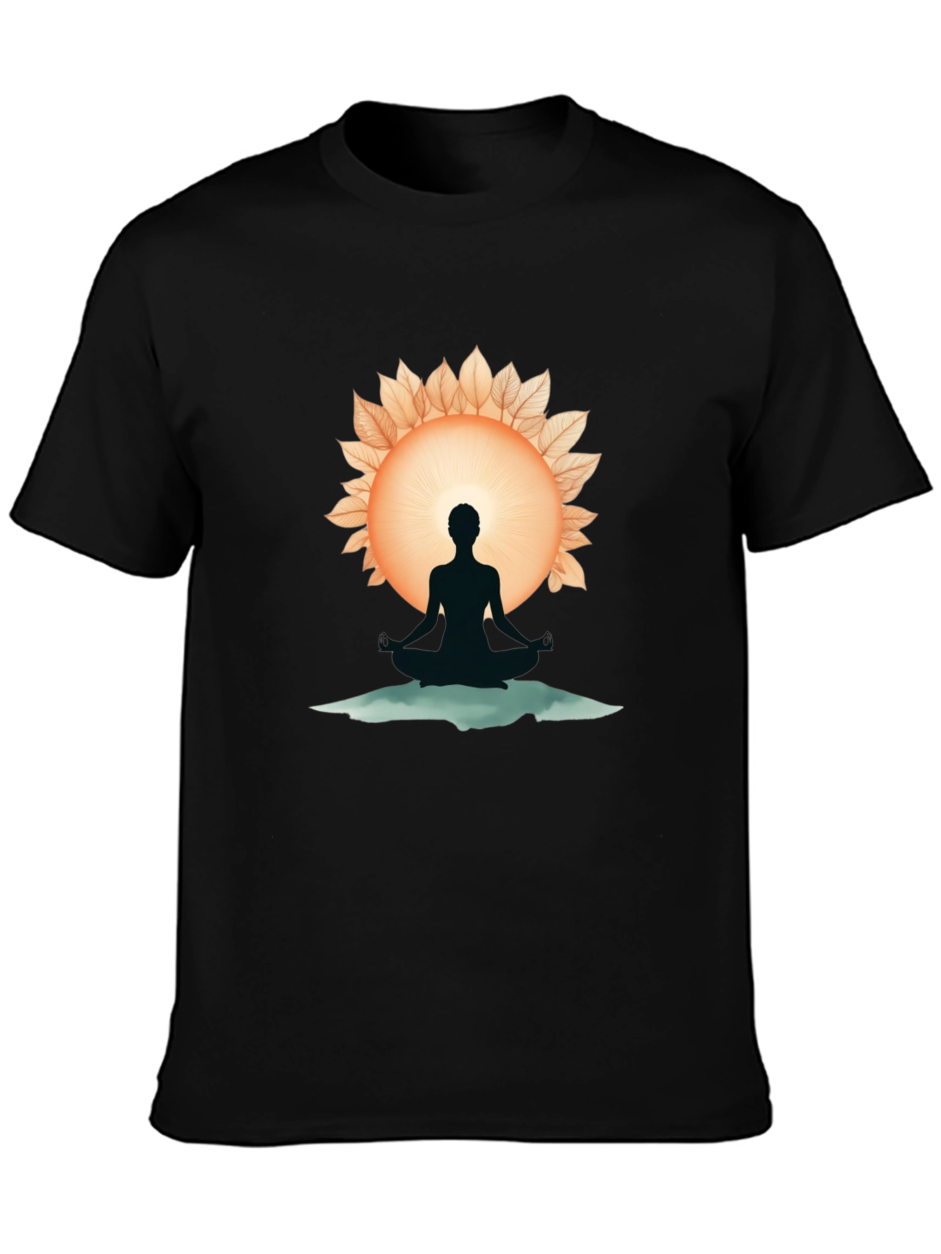 Meditative Silhouette Graphic Tee - Black