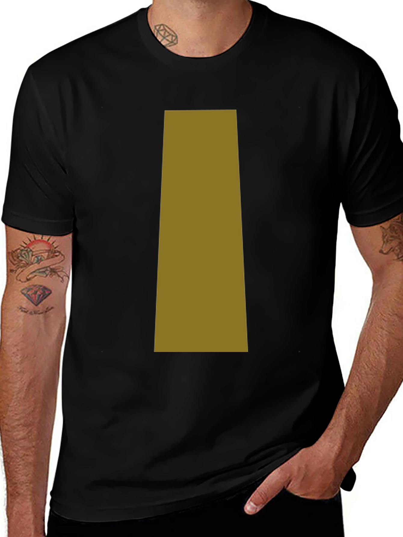 Simple Black T-Shirt with Tan Graphic
