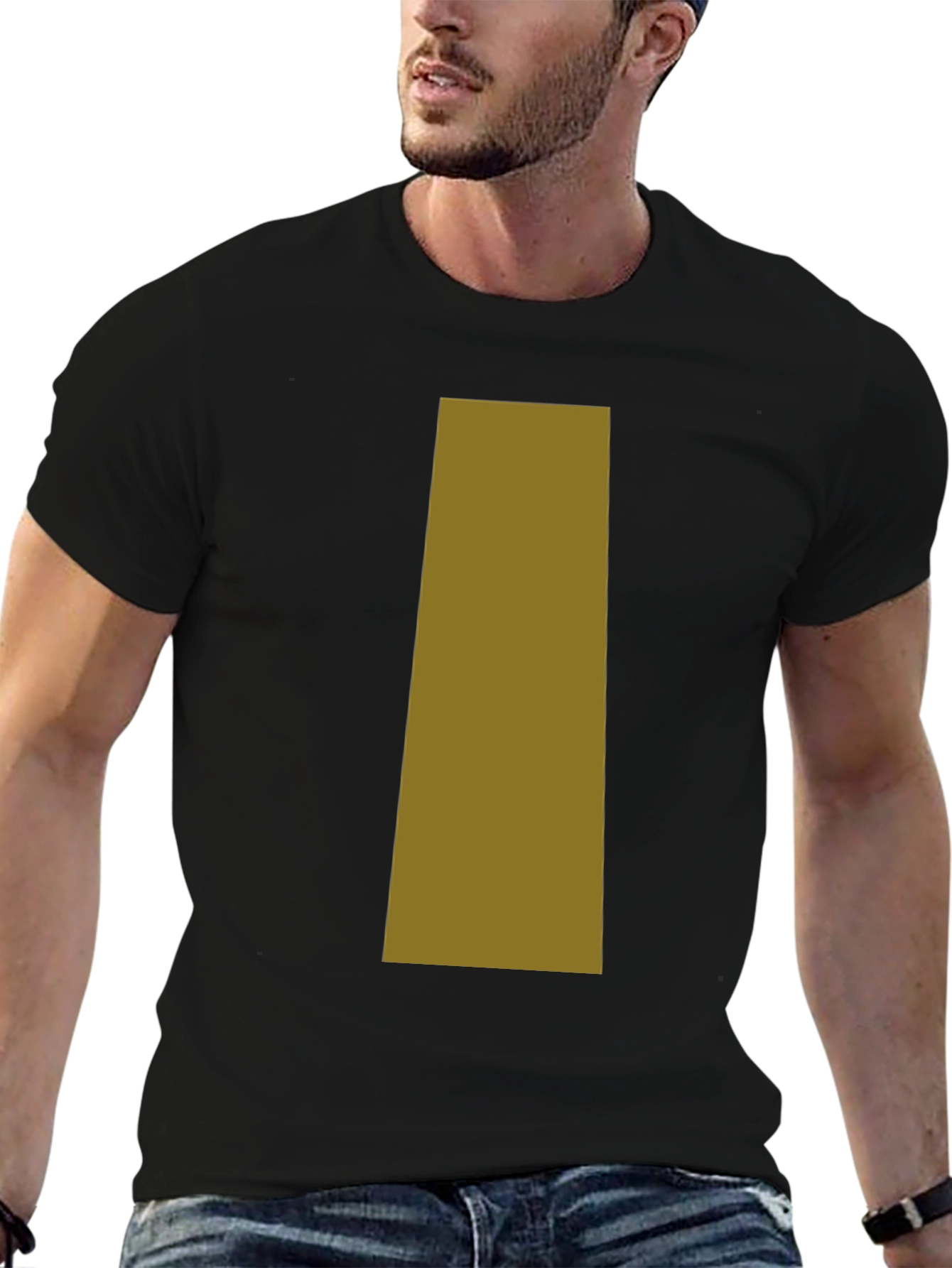 Simple Black T-Shirt with Tan Graphic