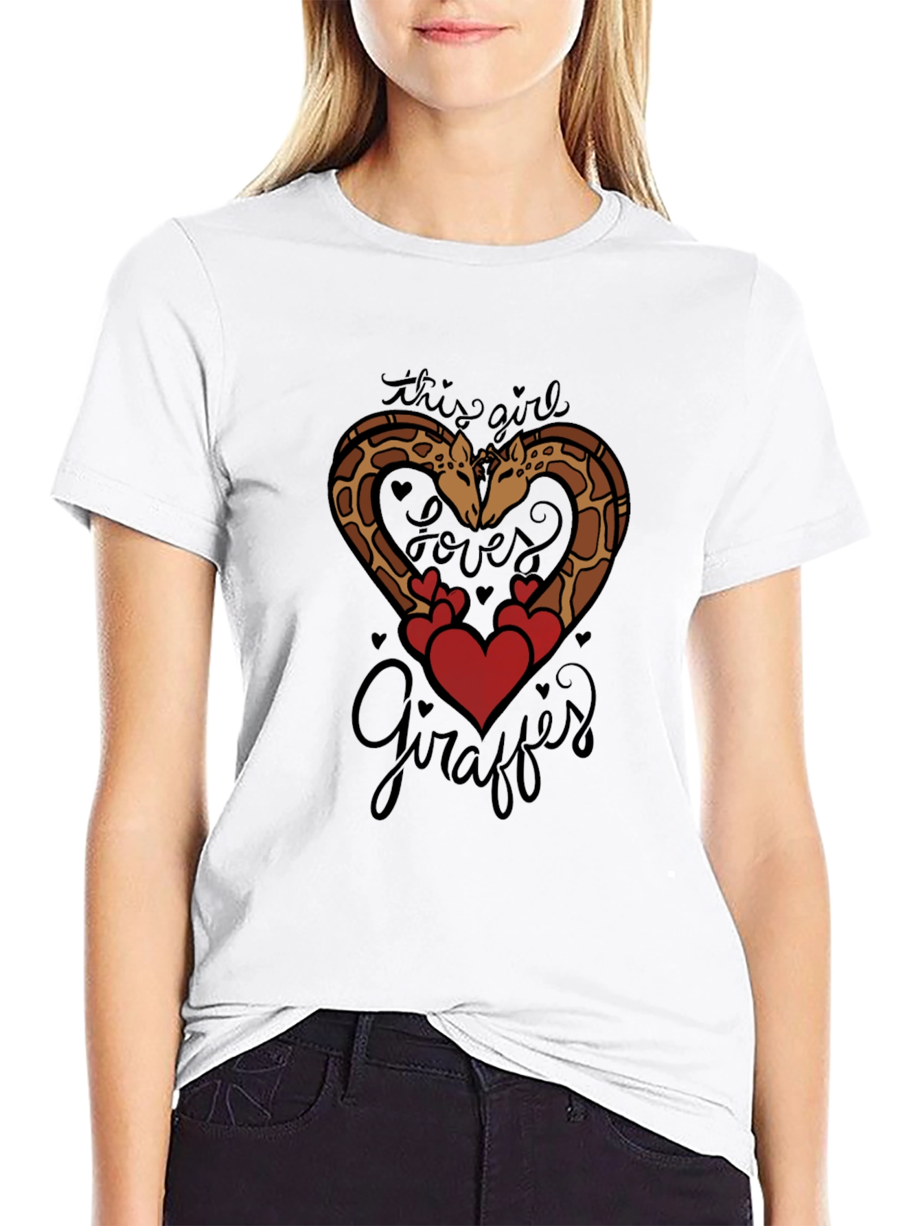 Giraffe Lover Tee: Cute Giraffe Heart Graphic T-Shirt