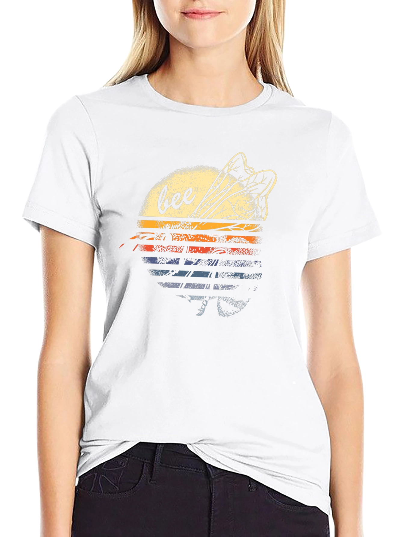 Retro Bee Graphic T-Shirt - Black