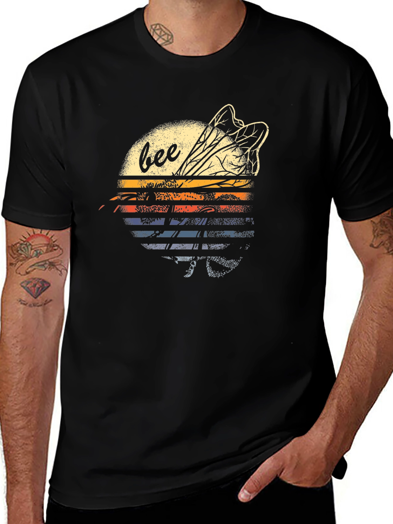Retro Bee Graphic T-Shirt - Black