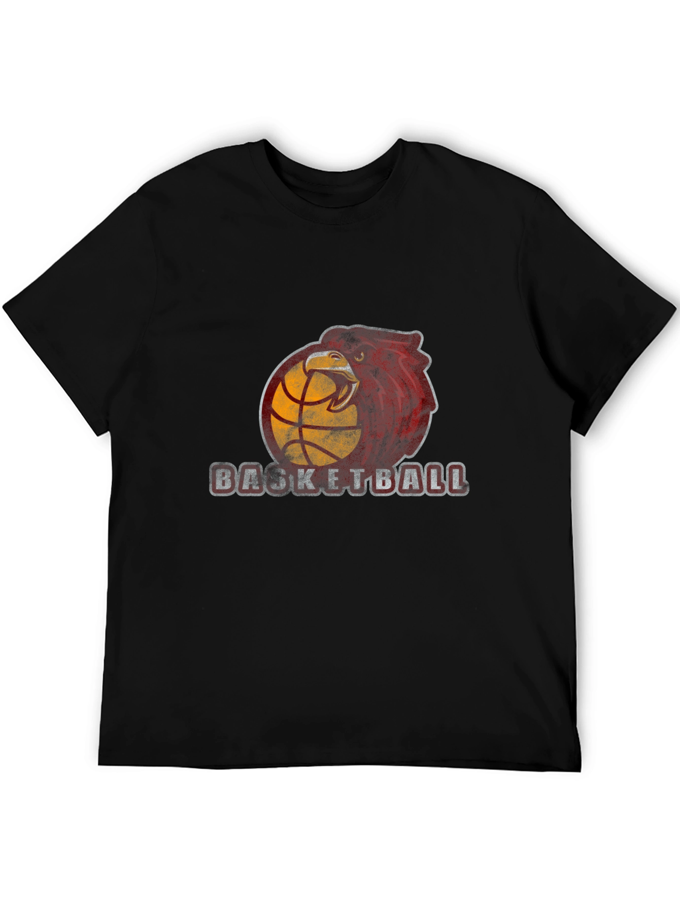 Basketball Eagle Graphic Tee - Black Cotton T-Shirt