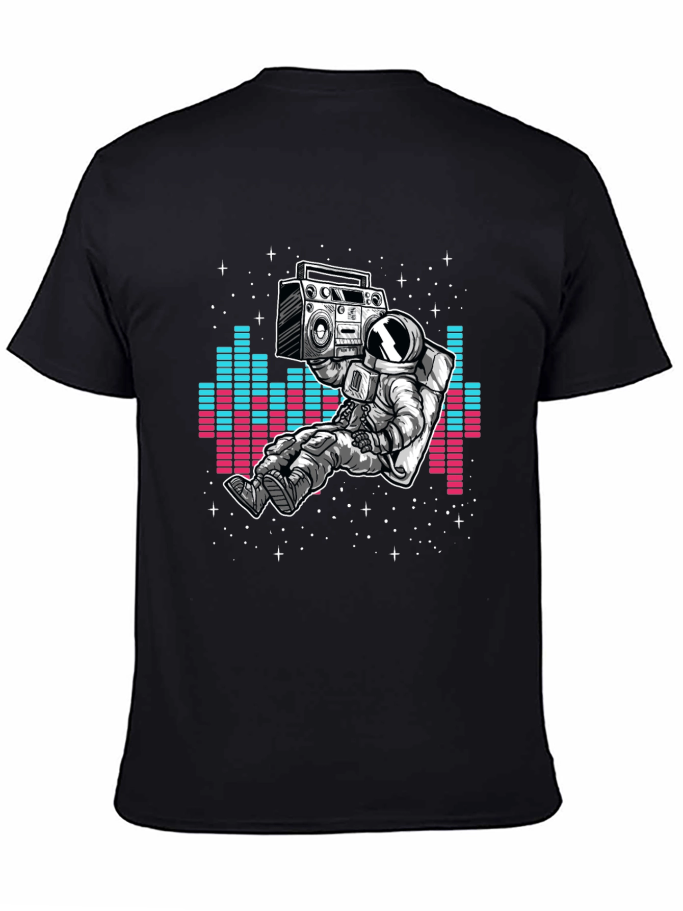 Astronaut Boombox Graphic T-Shirt - Black
