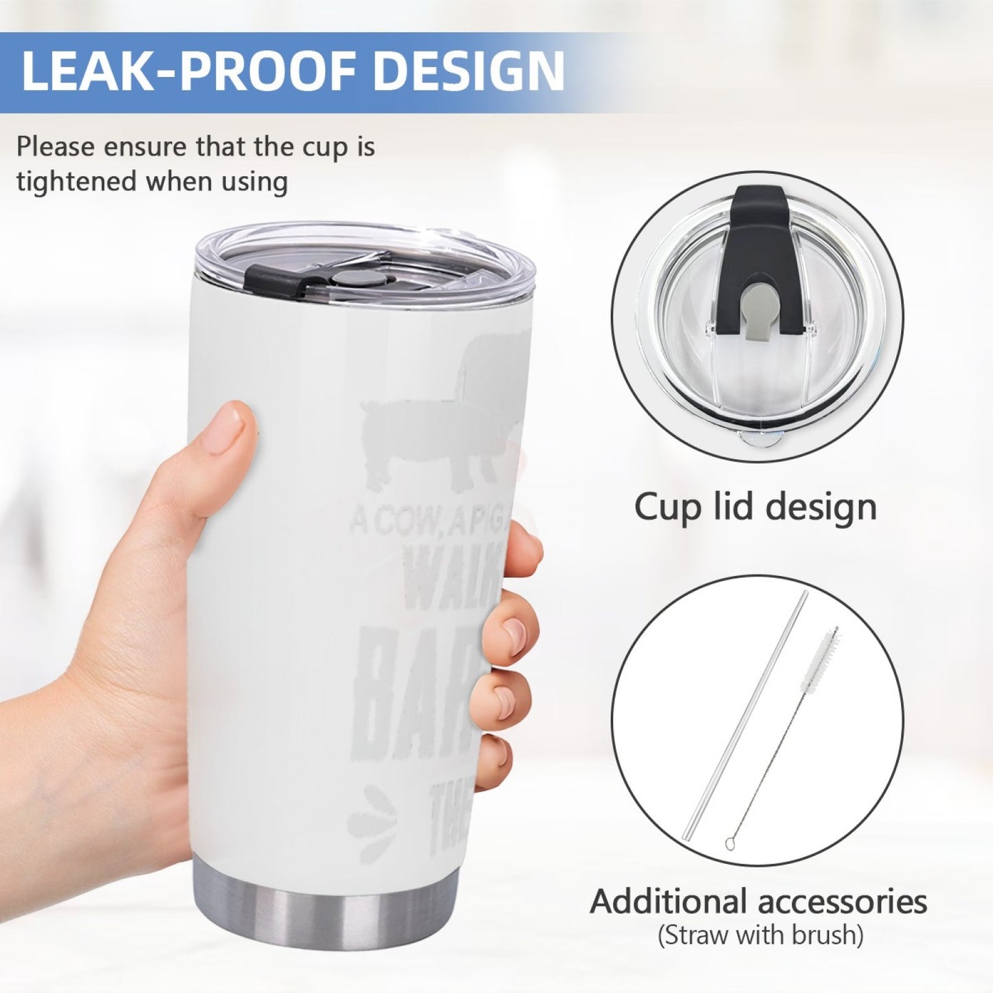 On-The-Go Coffee Tumbler - Insulated Stainless Steel Graphic Leak-Proof Cup