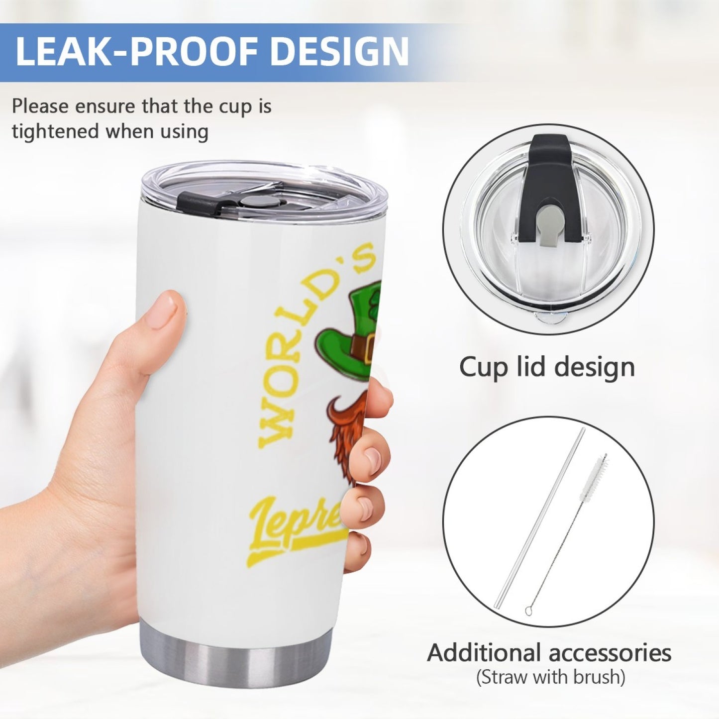 Stylish Insulated Travel Tumbler - Stainless Steel Graphic Design Cup