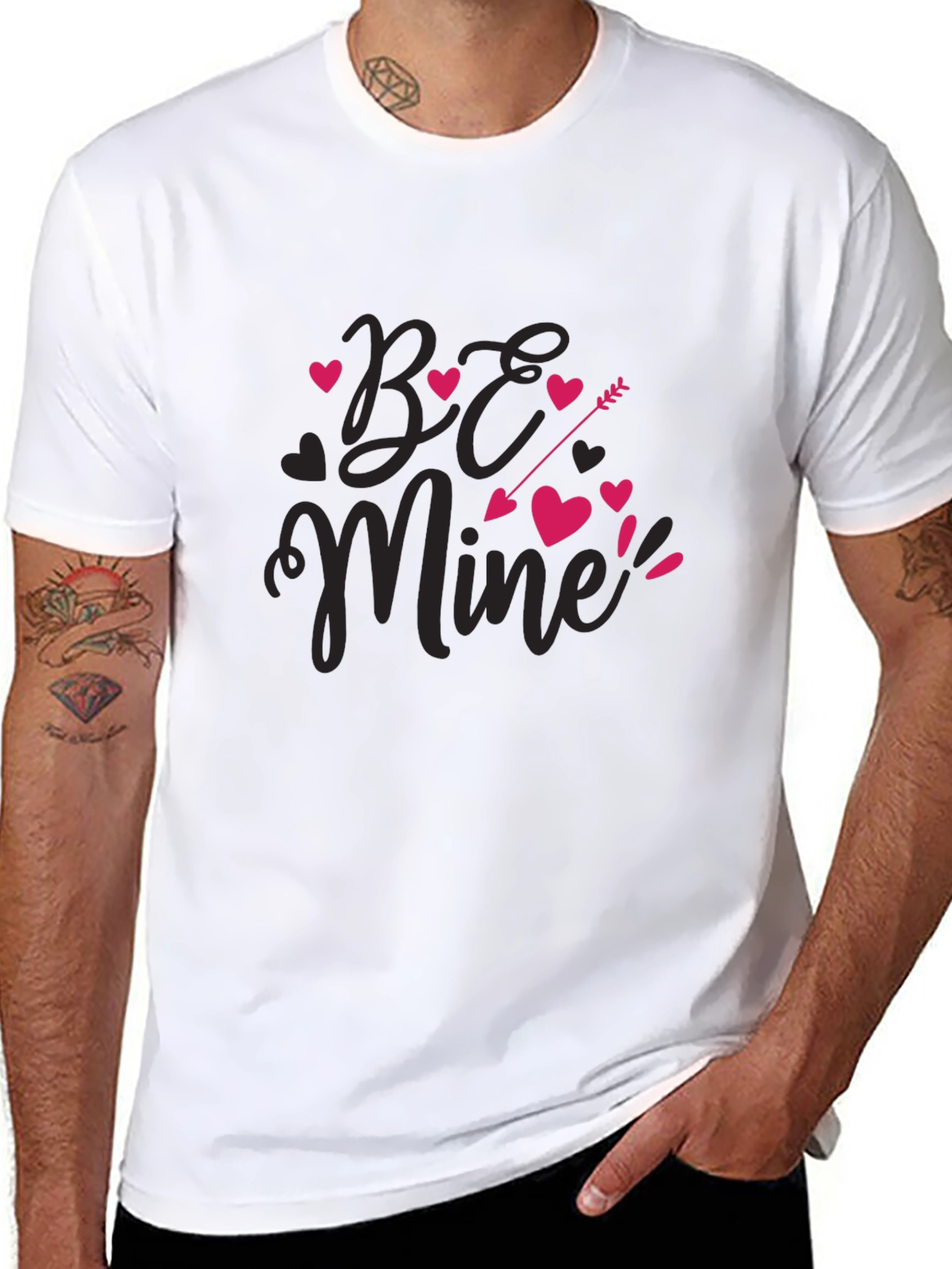 Be Mine Valentines Day Black Graphic Tee