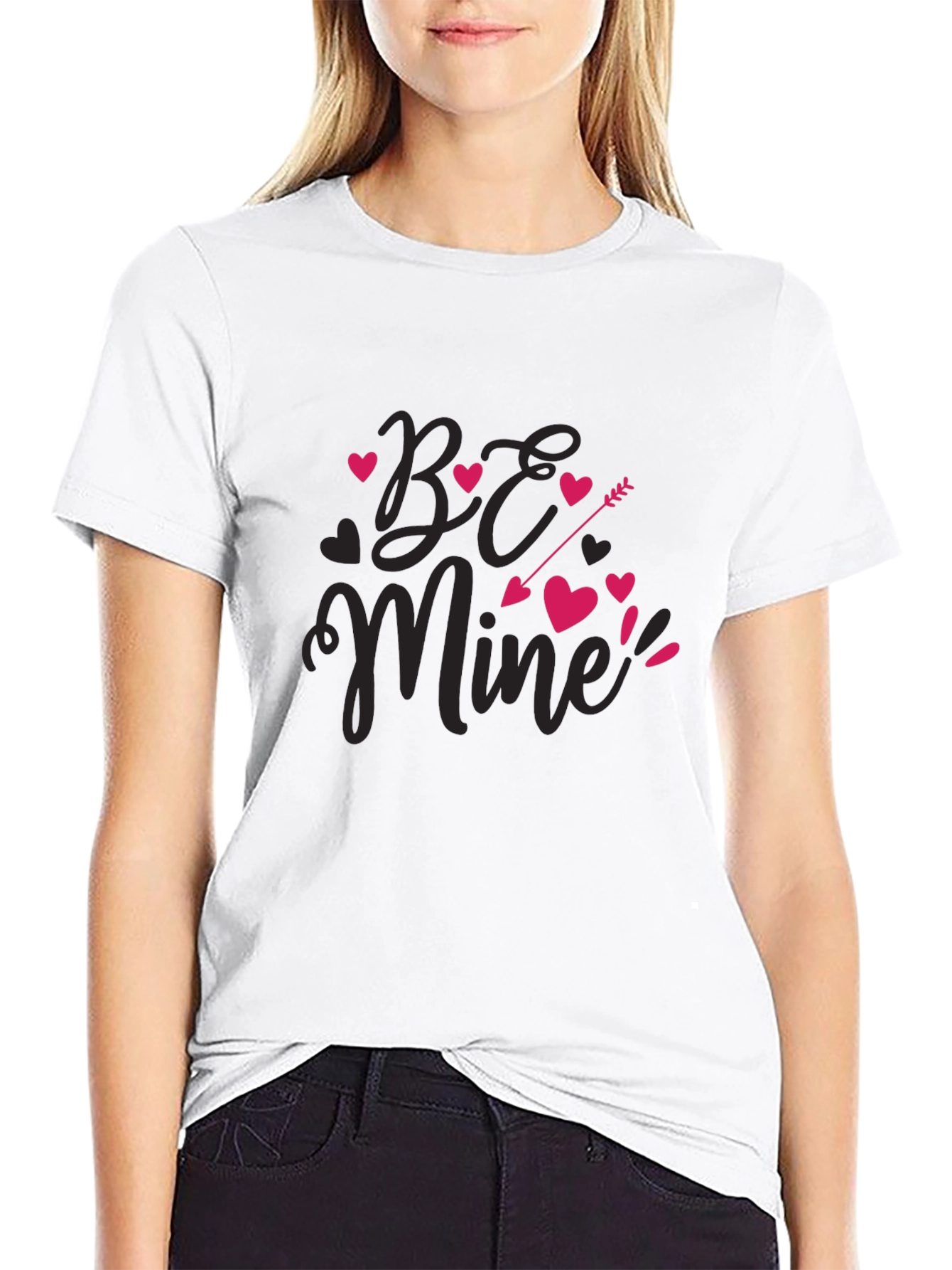 Be Mine Valentines Day Black Graphic Tee
