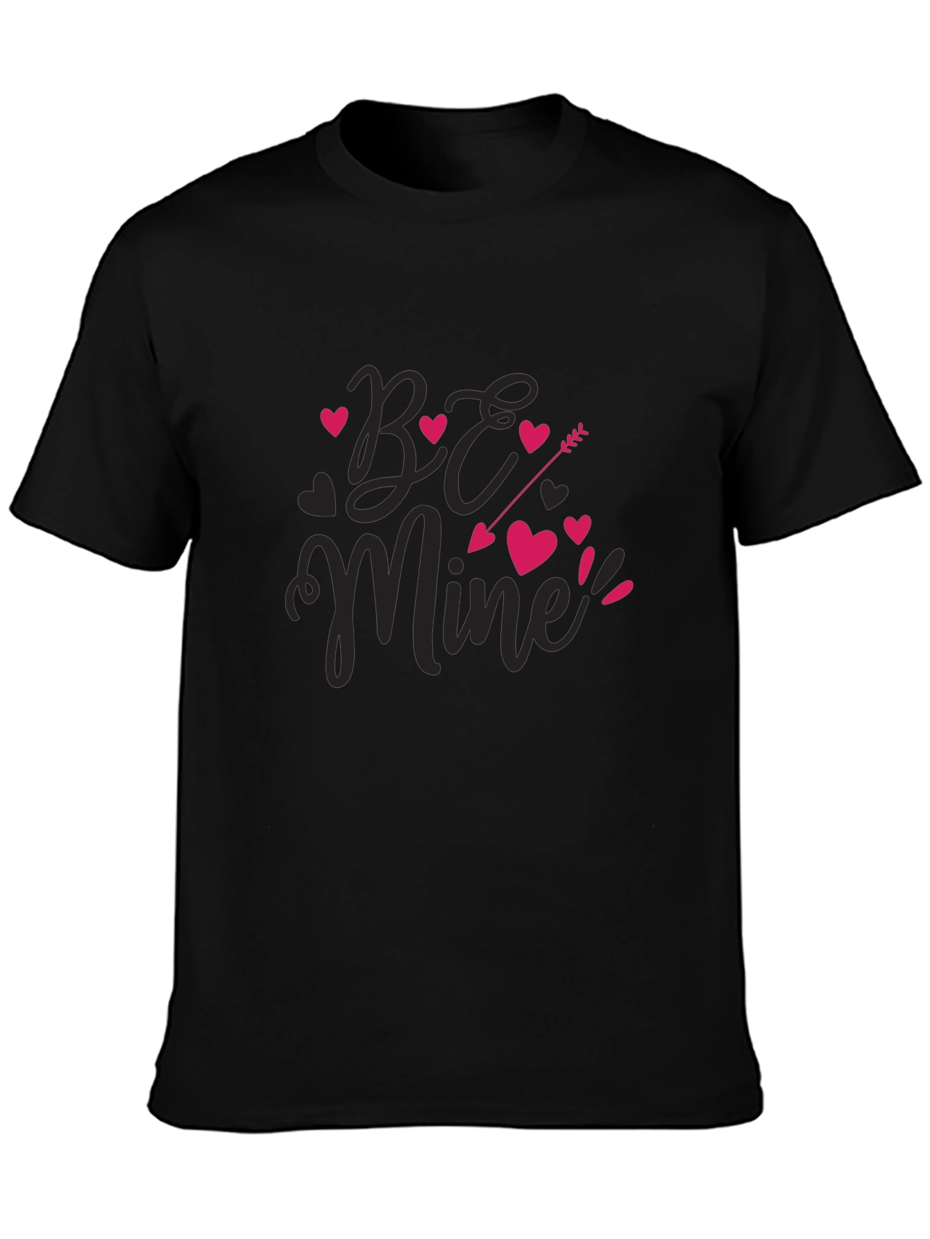 Be Mine Valentines Day Black Graphic Tee