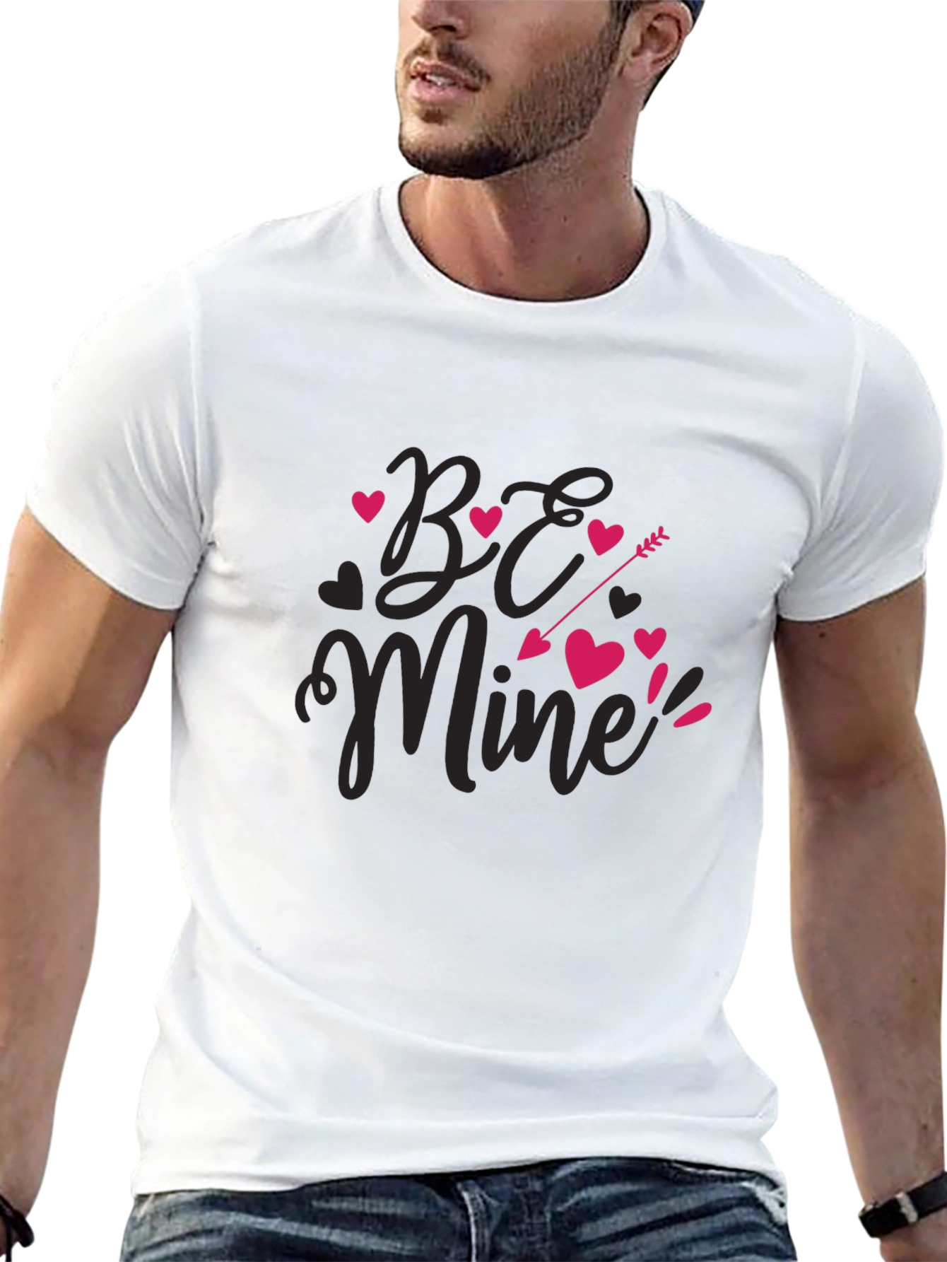 Be Mine Valentines Day Black Graphic Tee