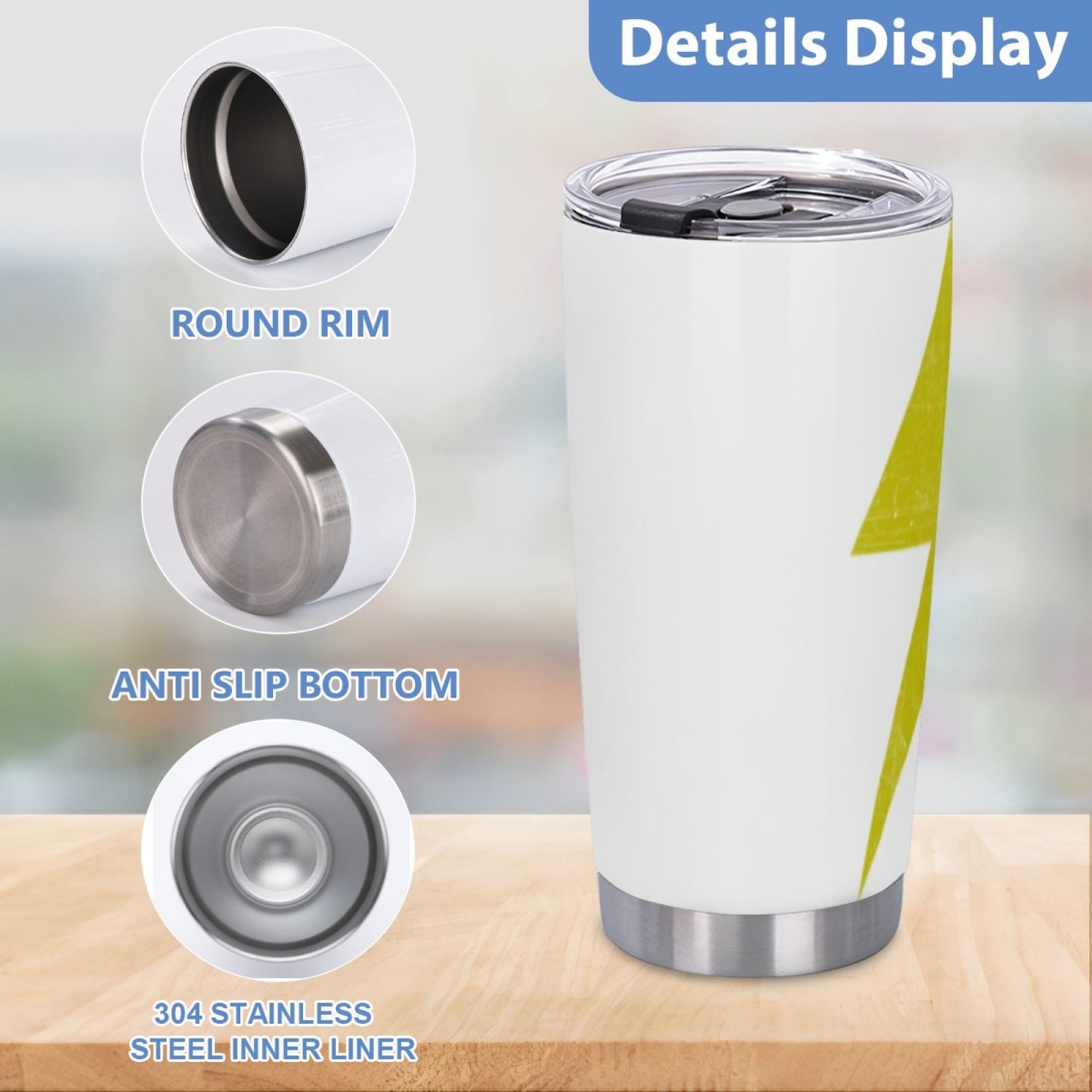 Reusable Graphic Insulated Tumbler - Stainless Steel Leak-Proof Travel Cup