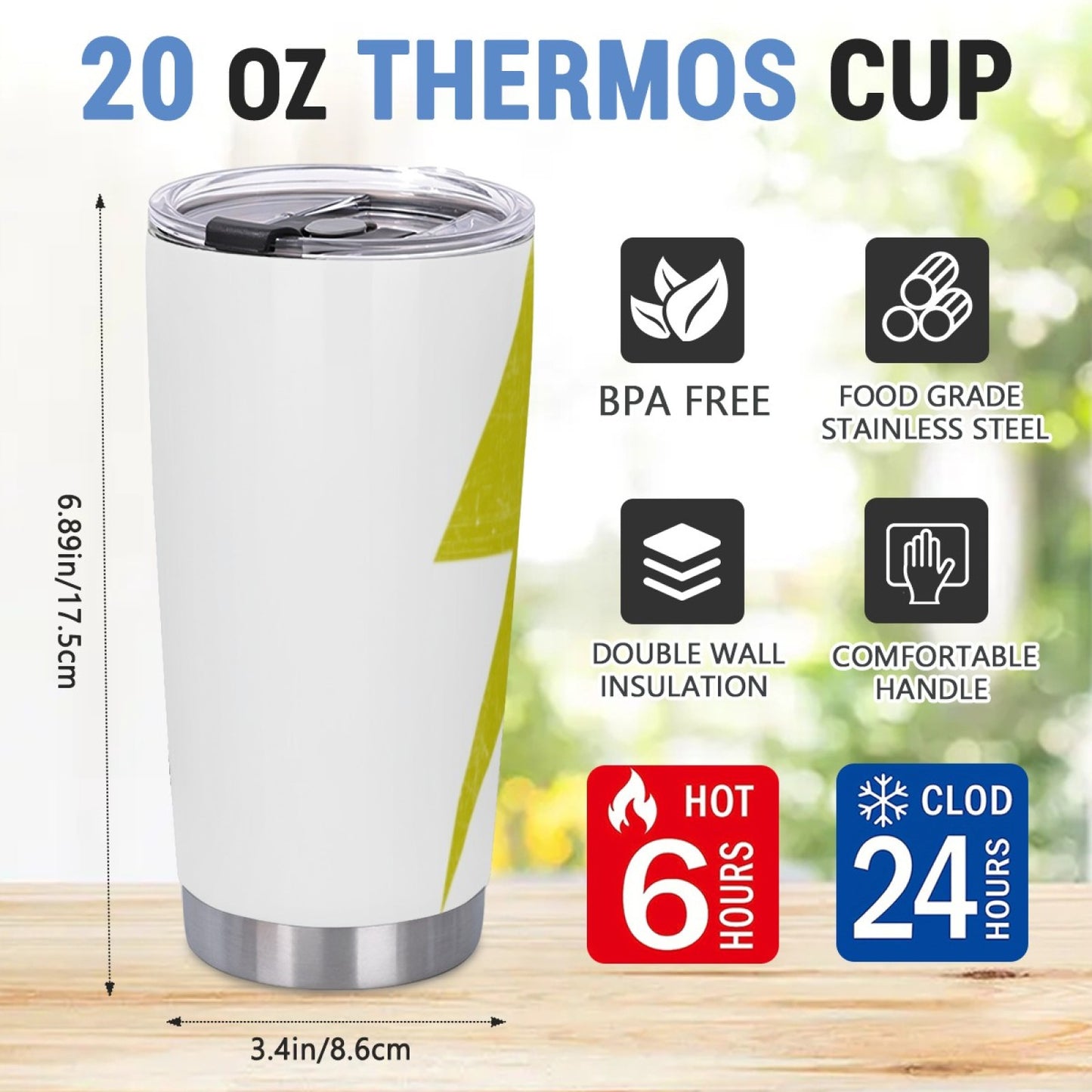 Reusable Graphic Insulated Tumbler - Stainless Steel Leak-Proof Travel Cup
