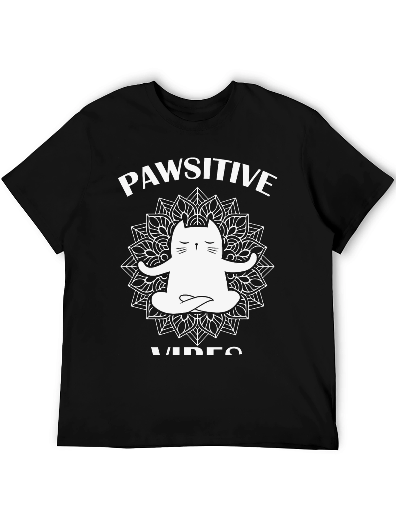 Pawsitive Vibes Cat Mandala Graphic Tee