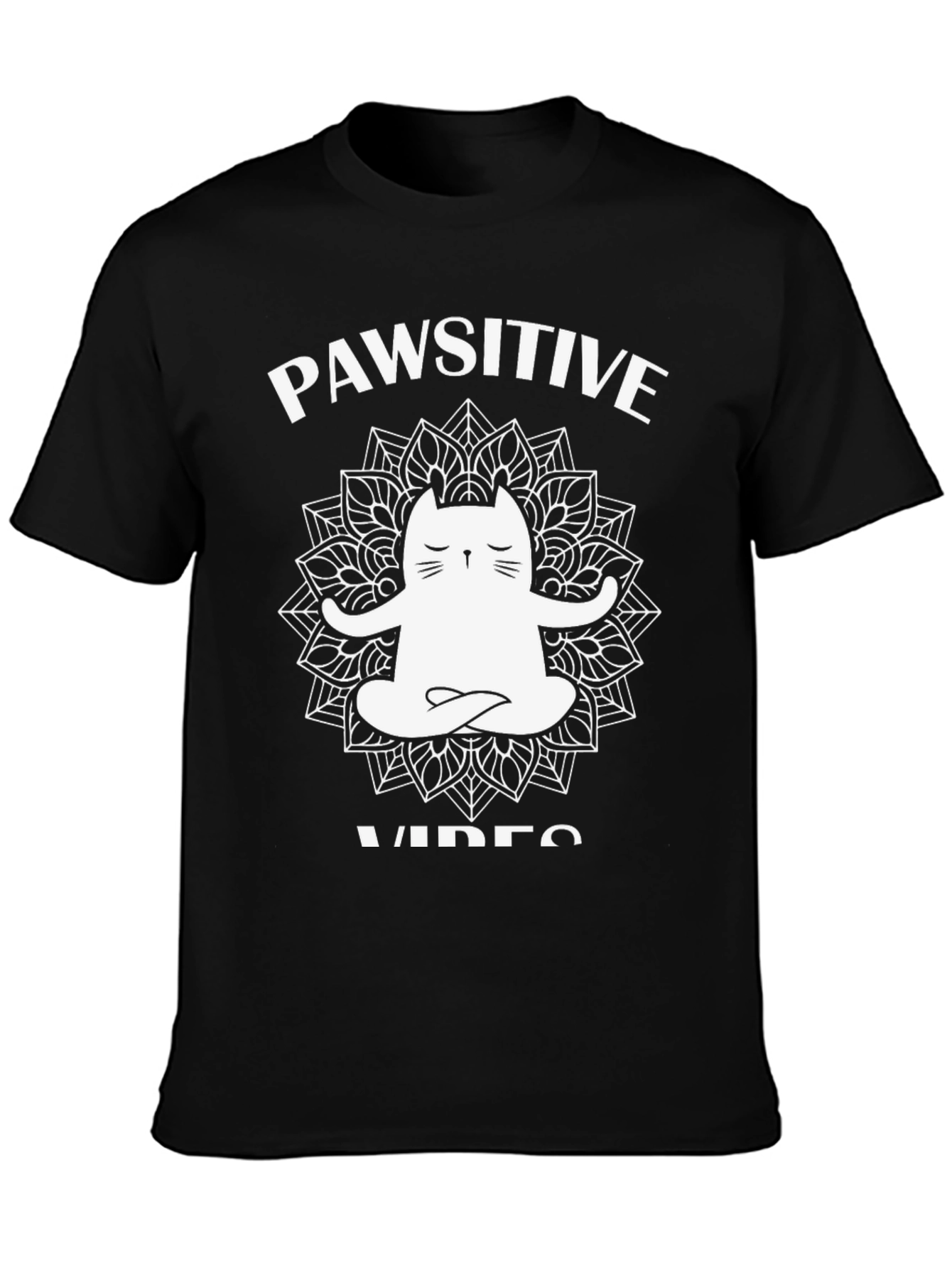 Pawsitive Vibes Cat Mandala Graphic Tee