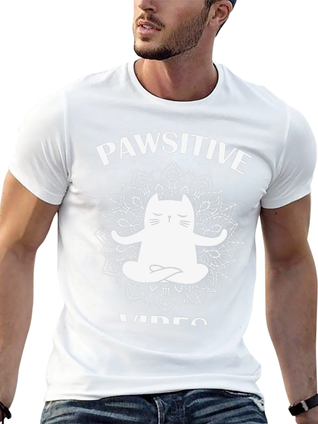 Pawsitive Vibes Cat Mandala Graphic Tee