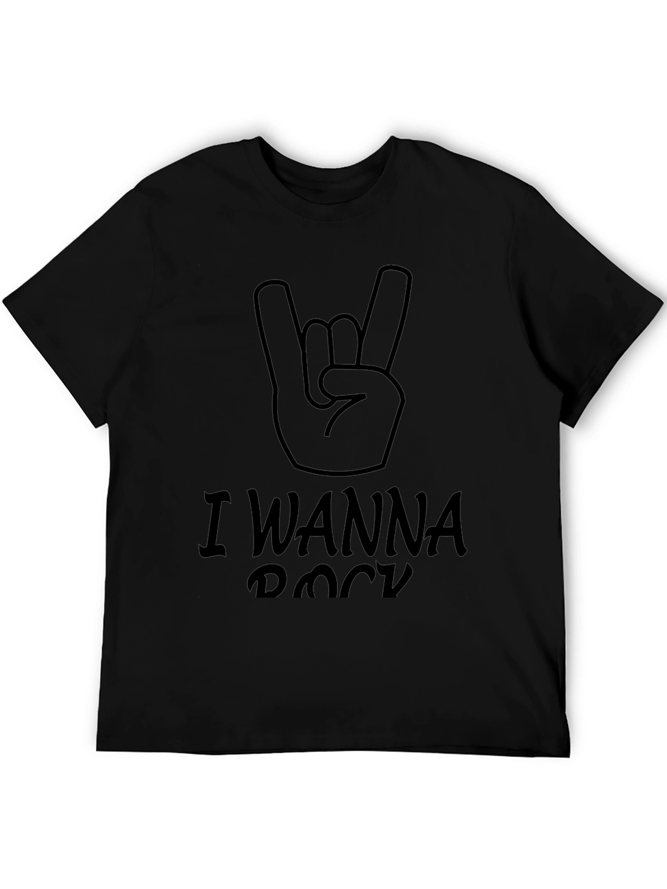 I Wanna Rock T-Shirt - Black Rock Hand Tee