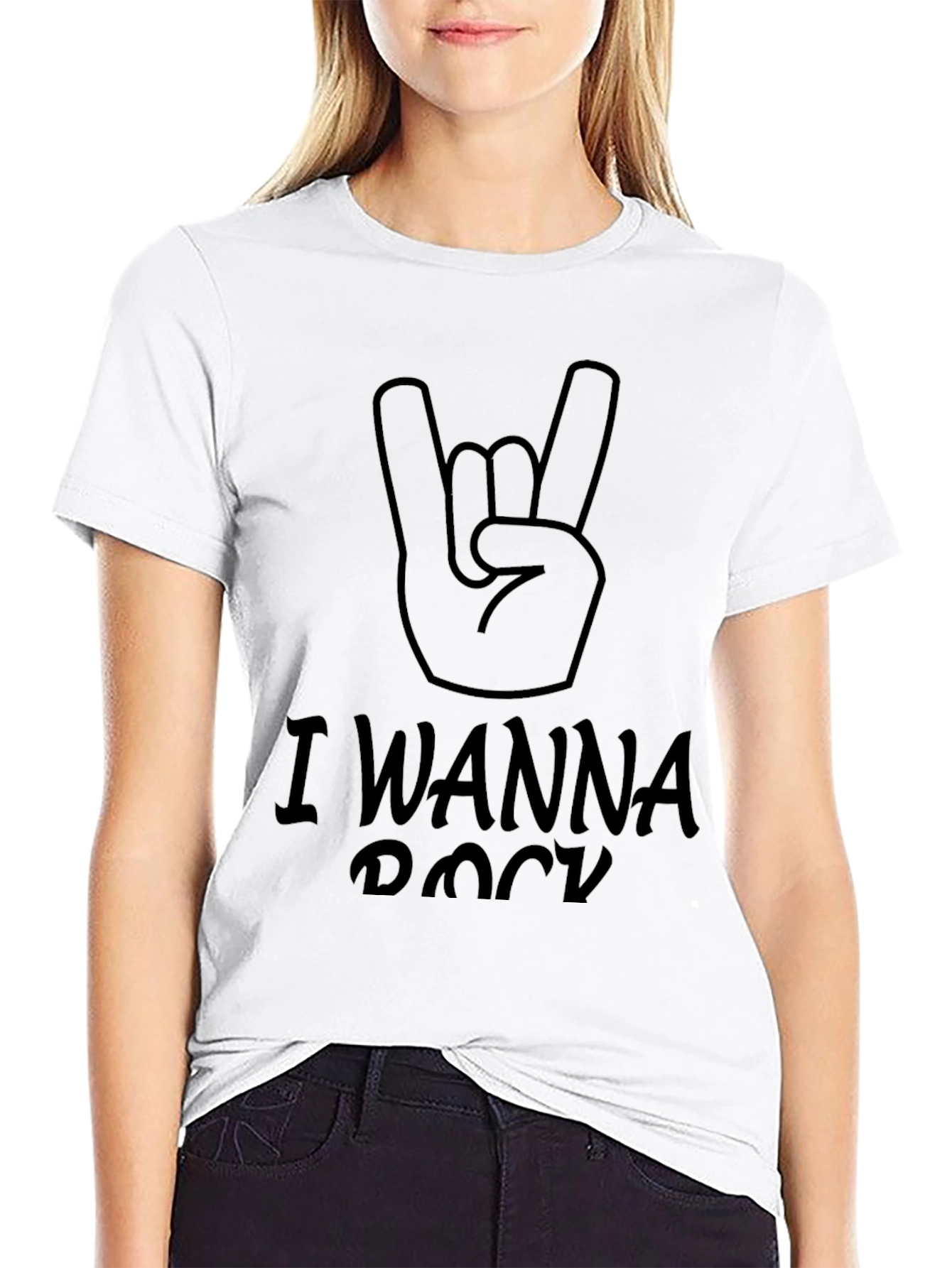 I Wanna Rock T-Shirt - Black Rock Hand Tee