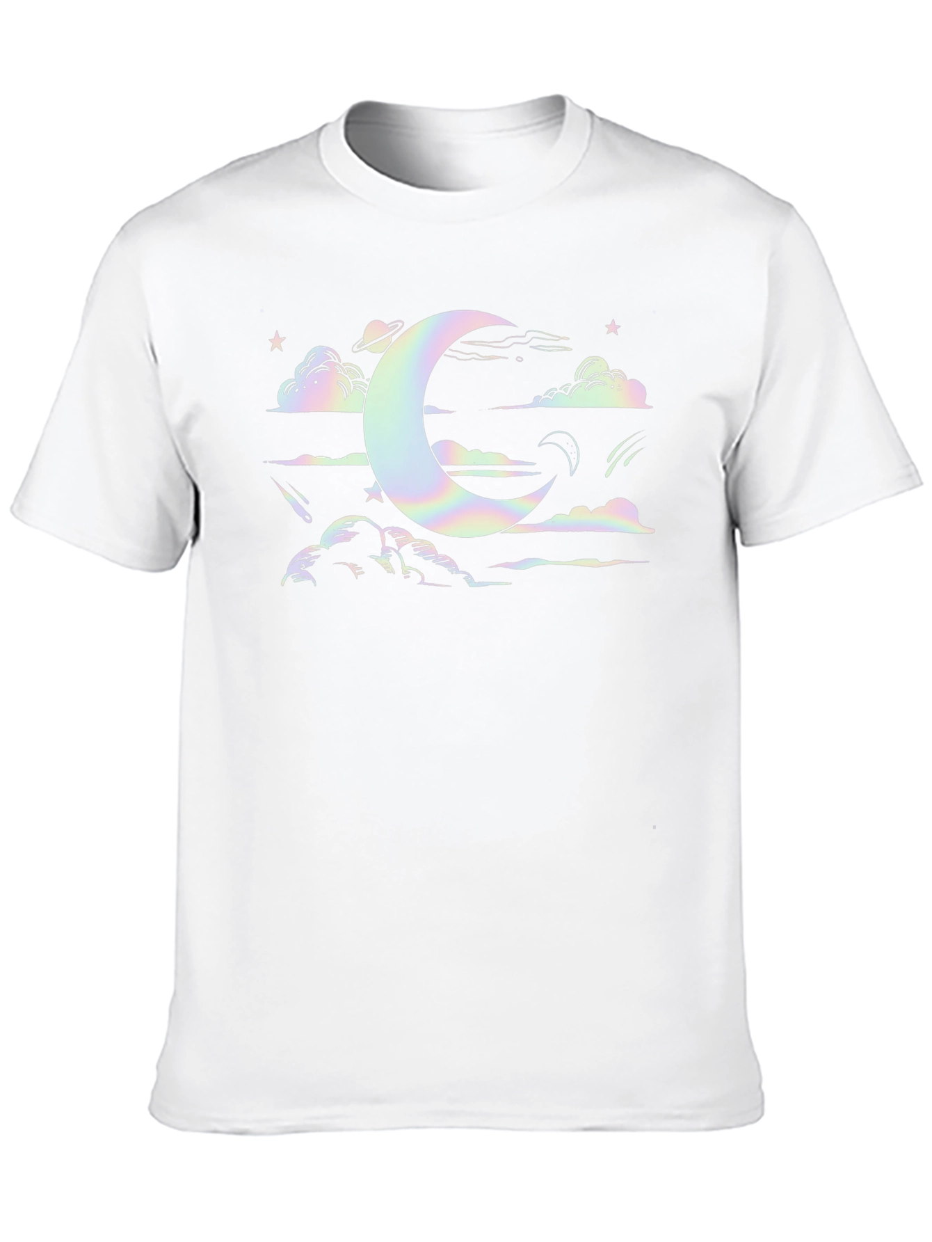 Celestial Dreams Black T-Shirt - Moon & Stars Design