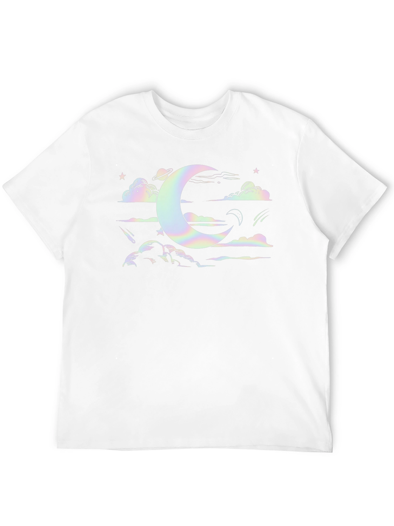 Celestial Dreams Black T-Shirt - Moon & Stars Design