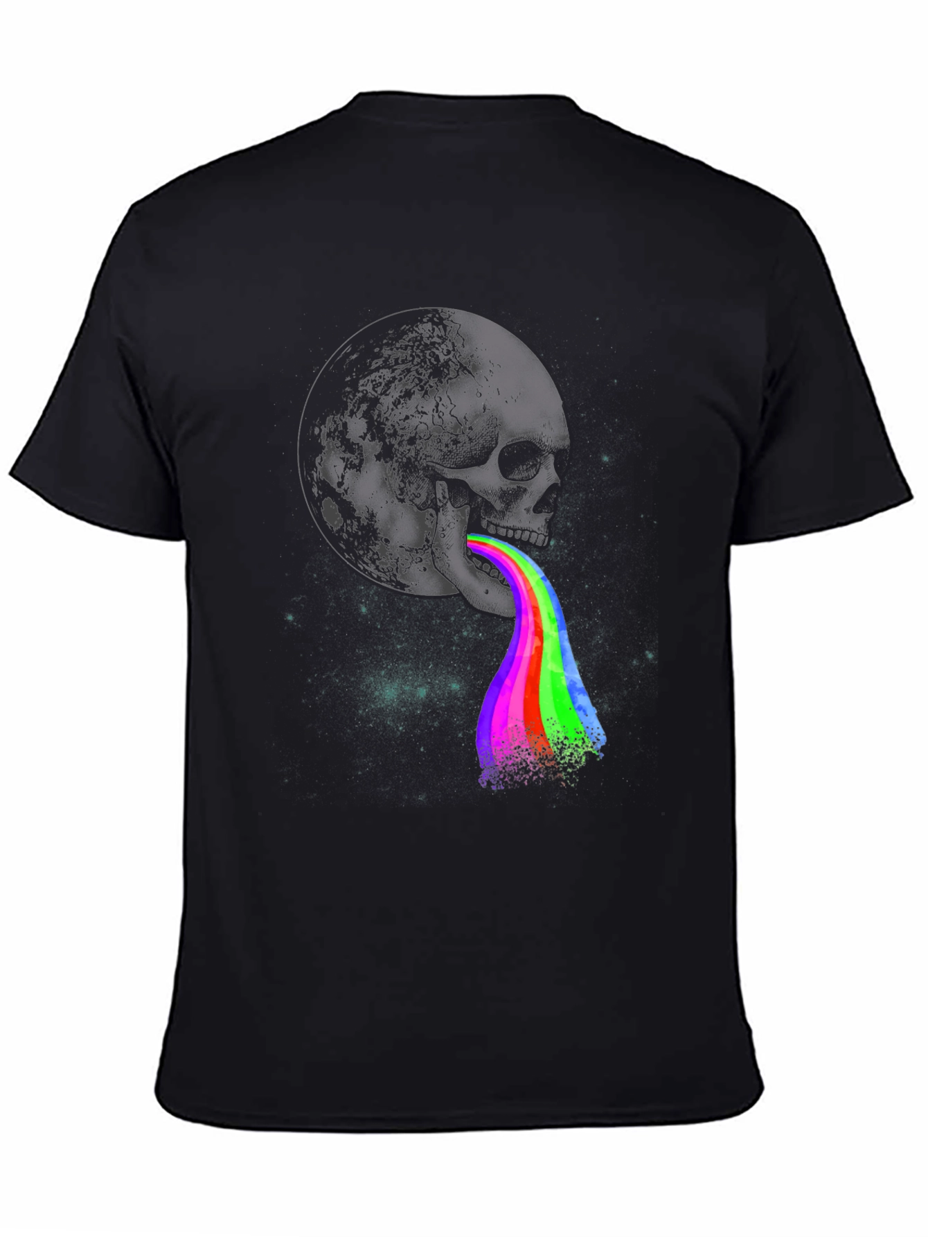 Skull & Moon Rainbow Vomit Graphic T-Shirt