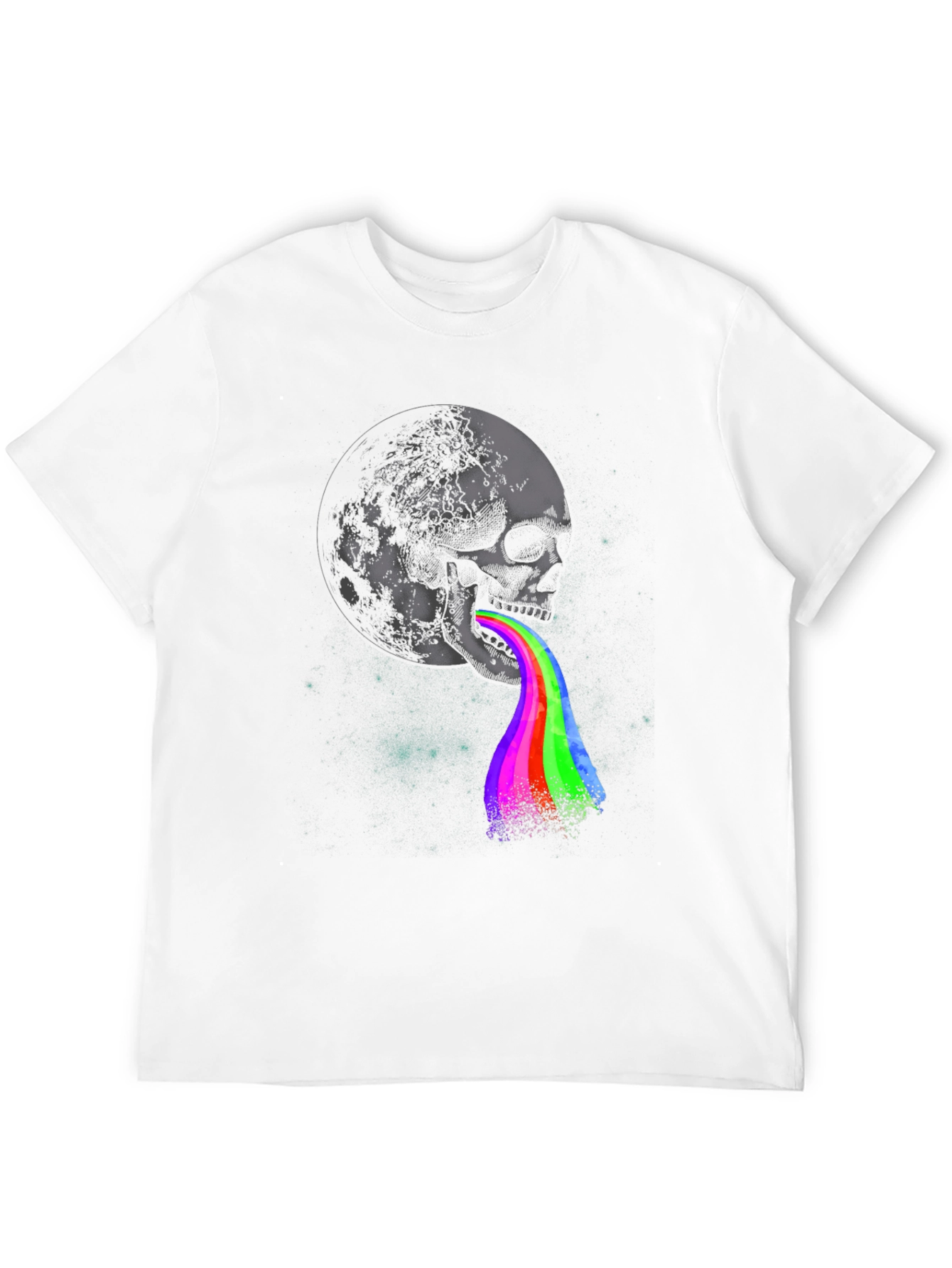 Skull & Moon Rainbow Vomit Graphic T-Shirt