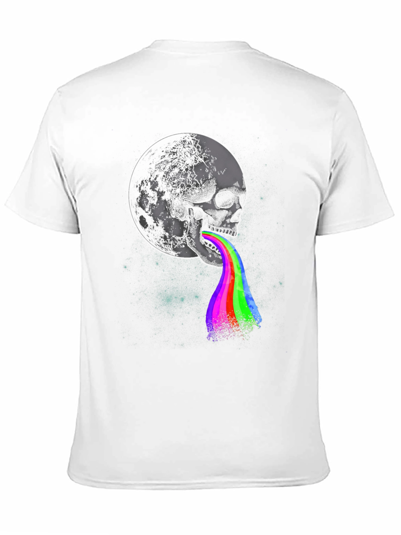Skull & Moon Rainbow Vomit Graphic T-Shirt
