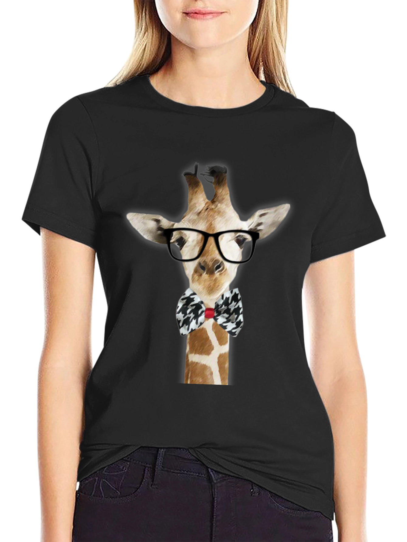 Giraffe with Glasses Graphic T-Shirt