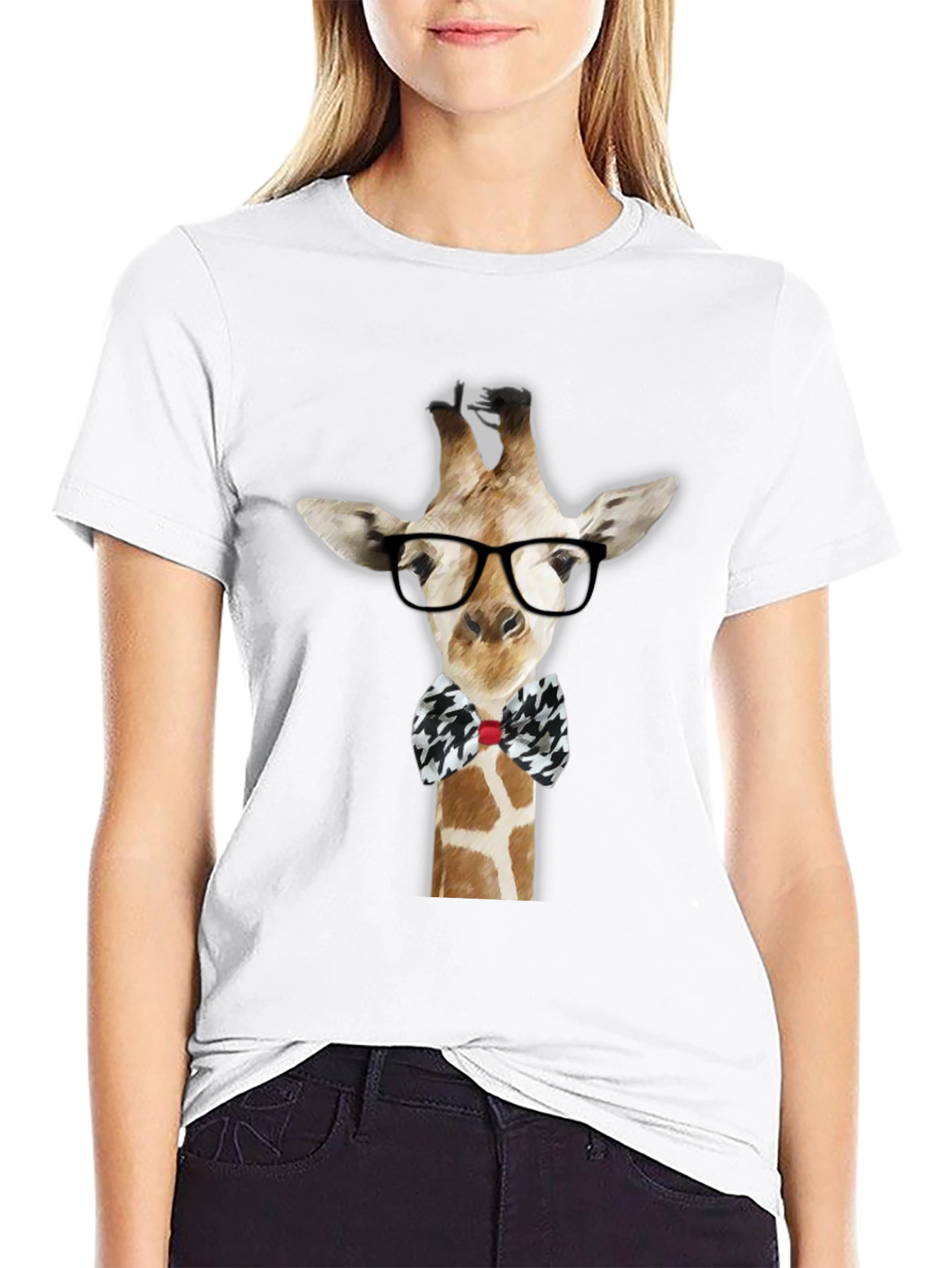 Giraffe with Glasses Graphic T-Shirt